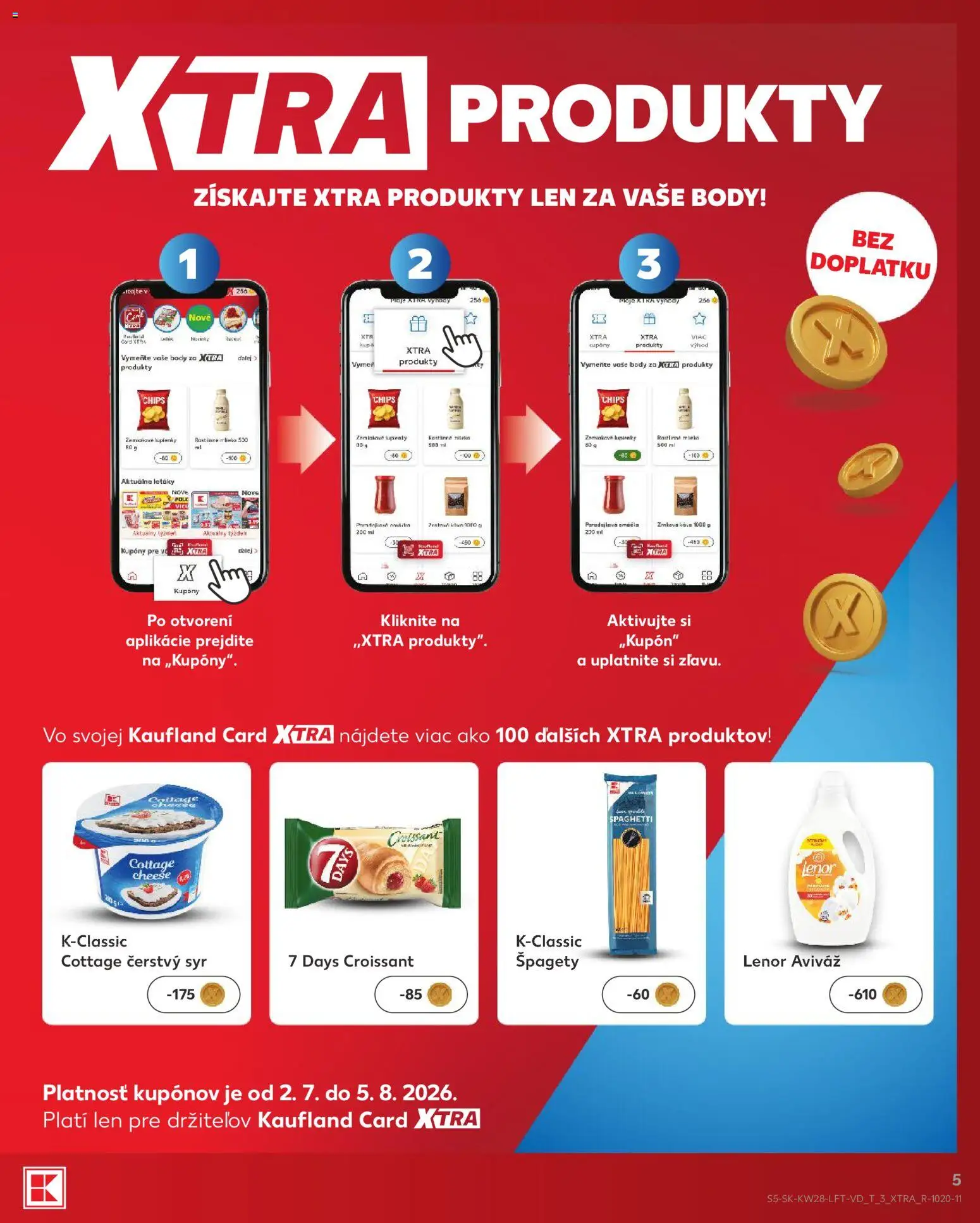 Nové Kaufland akcie – leták je platný od 09.07.2026 | Strana: 5 | Produkty: Syr, Croissant, Aviváž, Lenor