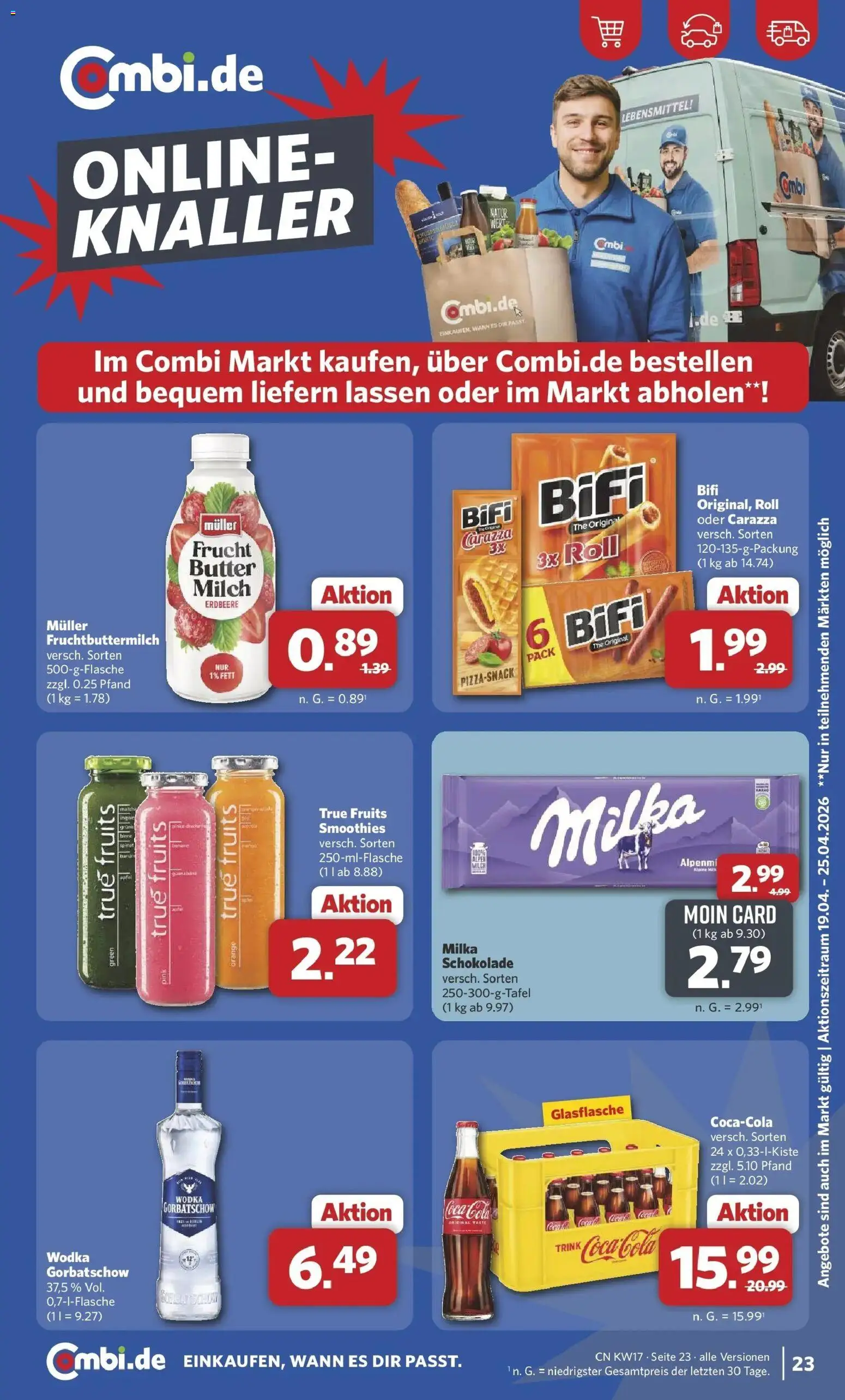 Combi Prospekt Detmold – gültig ab 20.04.2026 | Seite: 25 | Produkte: Milch, Butter, Milka, Wodka gorbatschow