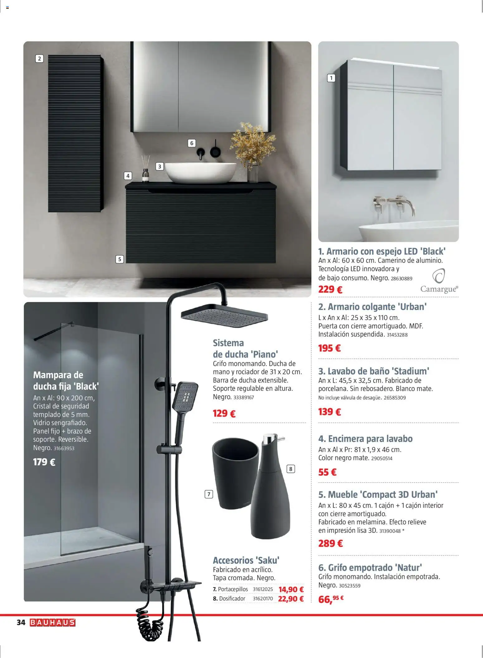 Bauhaus folleto Renueva │ válido desde el 02.03.2026 | Página: 34 | Productos: Armario, Lavabo, Ducha, Espejo
