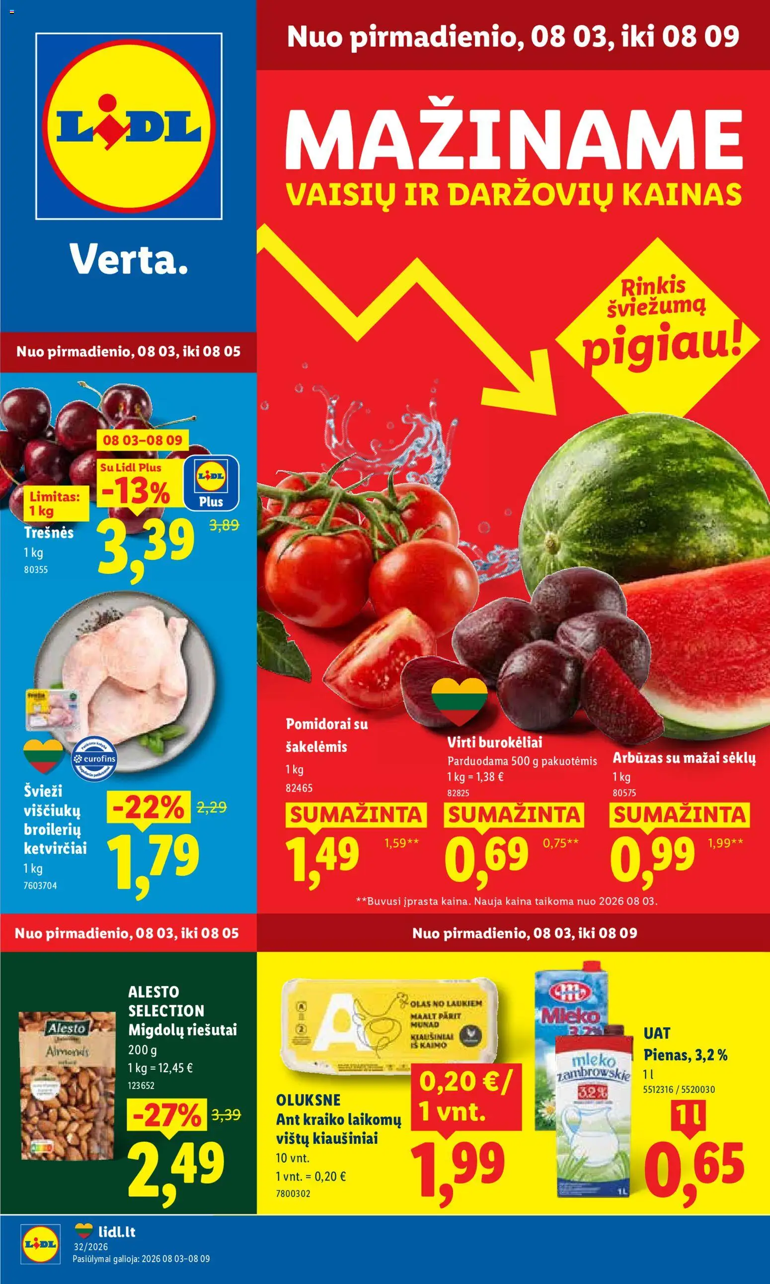 LIDL akcijos nuo 2026.08.03 | Puslapis: 1 | Prekių: Riešutai, Kiaušiniai, Pomidorai