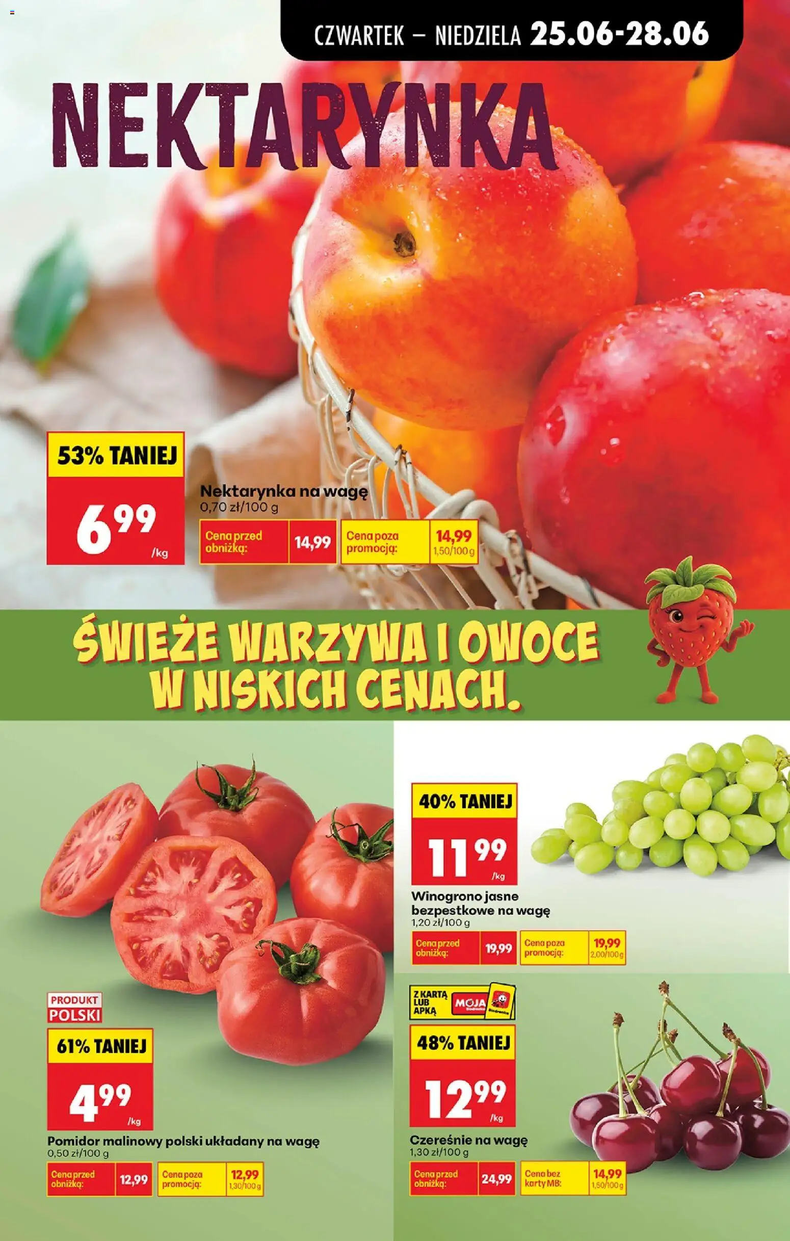 Biedronka gazetka od czwartku od 25.06.2026 | Strona: 21 | Produkty: Nektarynka, Winogrono, Czereśnie, Owoce
