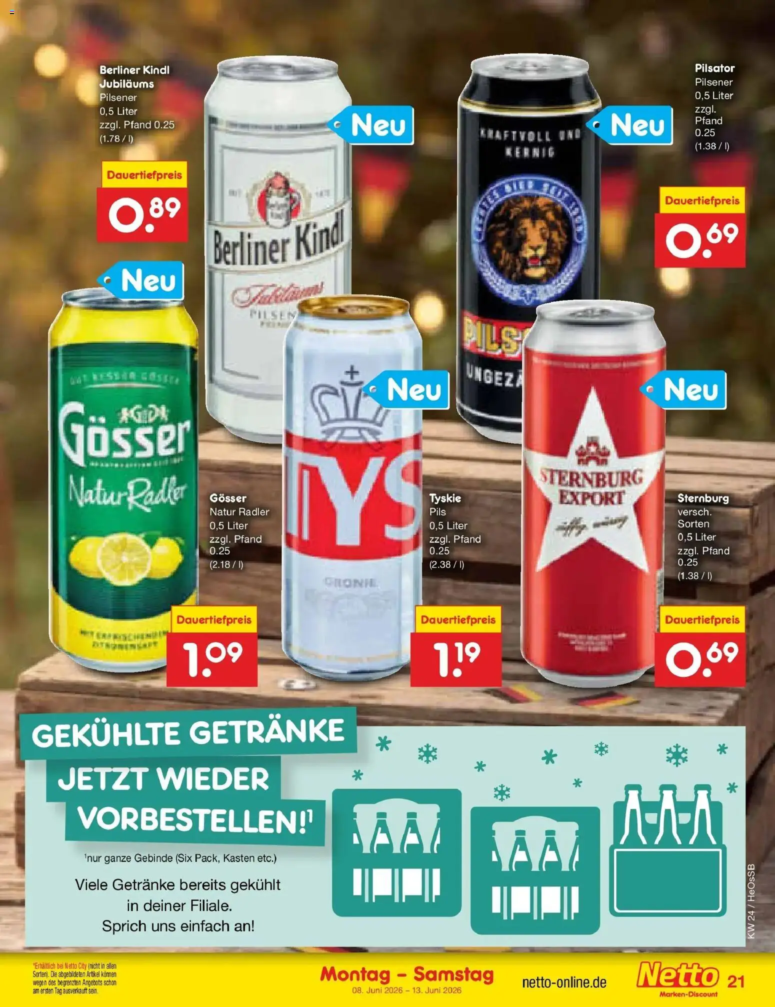 Netto Marken-Discount Prospekt Kröpelin – gültig ab 08.06.2026 | Seite: 33 | Produkte: Berliner, Tyskie, Pils, Radler