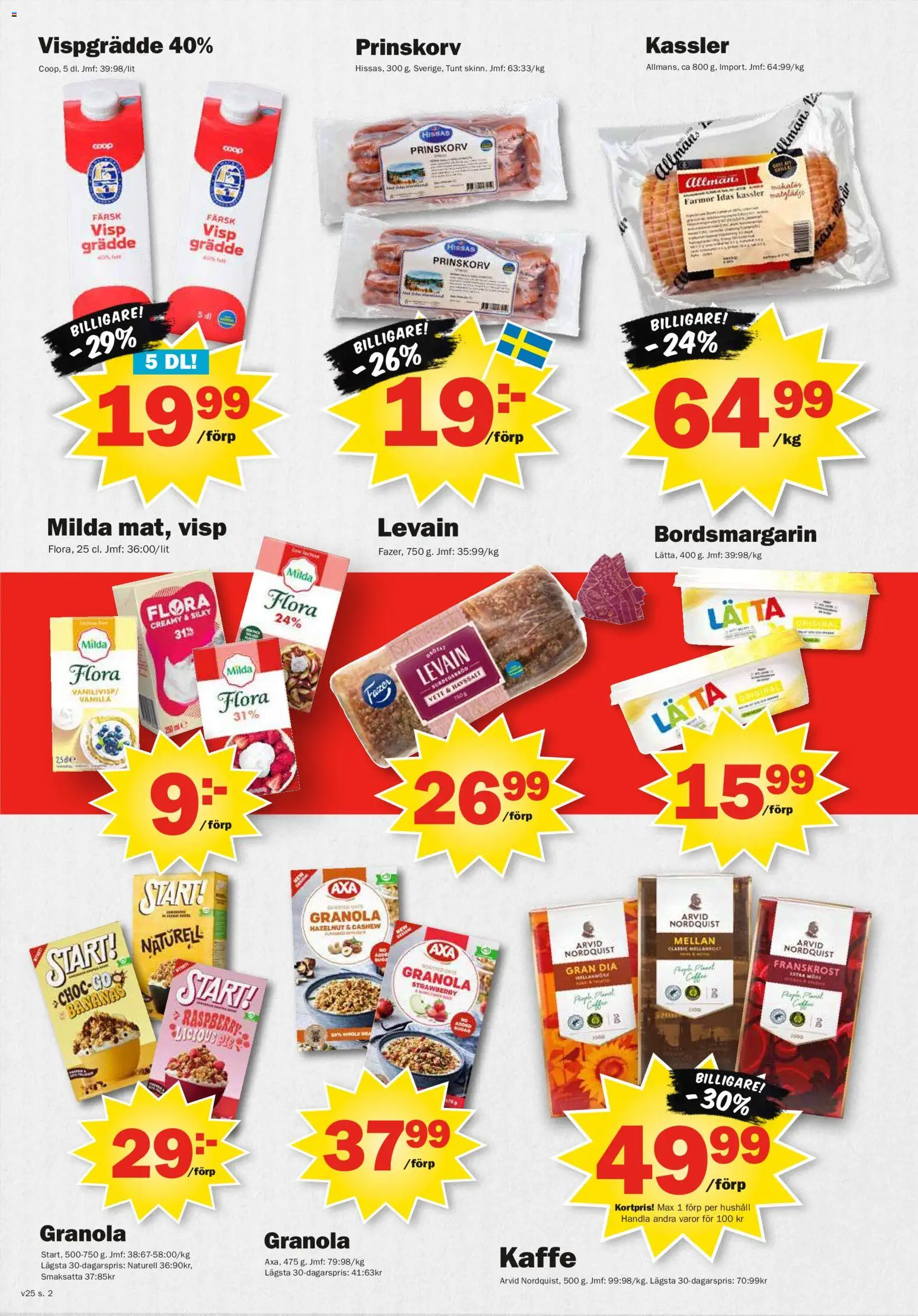 Pekås reklamblad aktuell från 15.06.2026 | Sida: 2 | Produkter: Kassler, Levain, Grädde, Vispgrädde