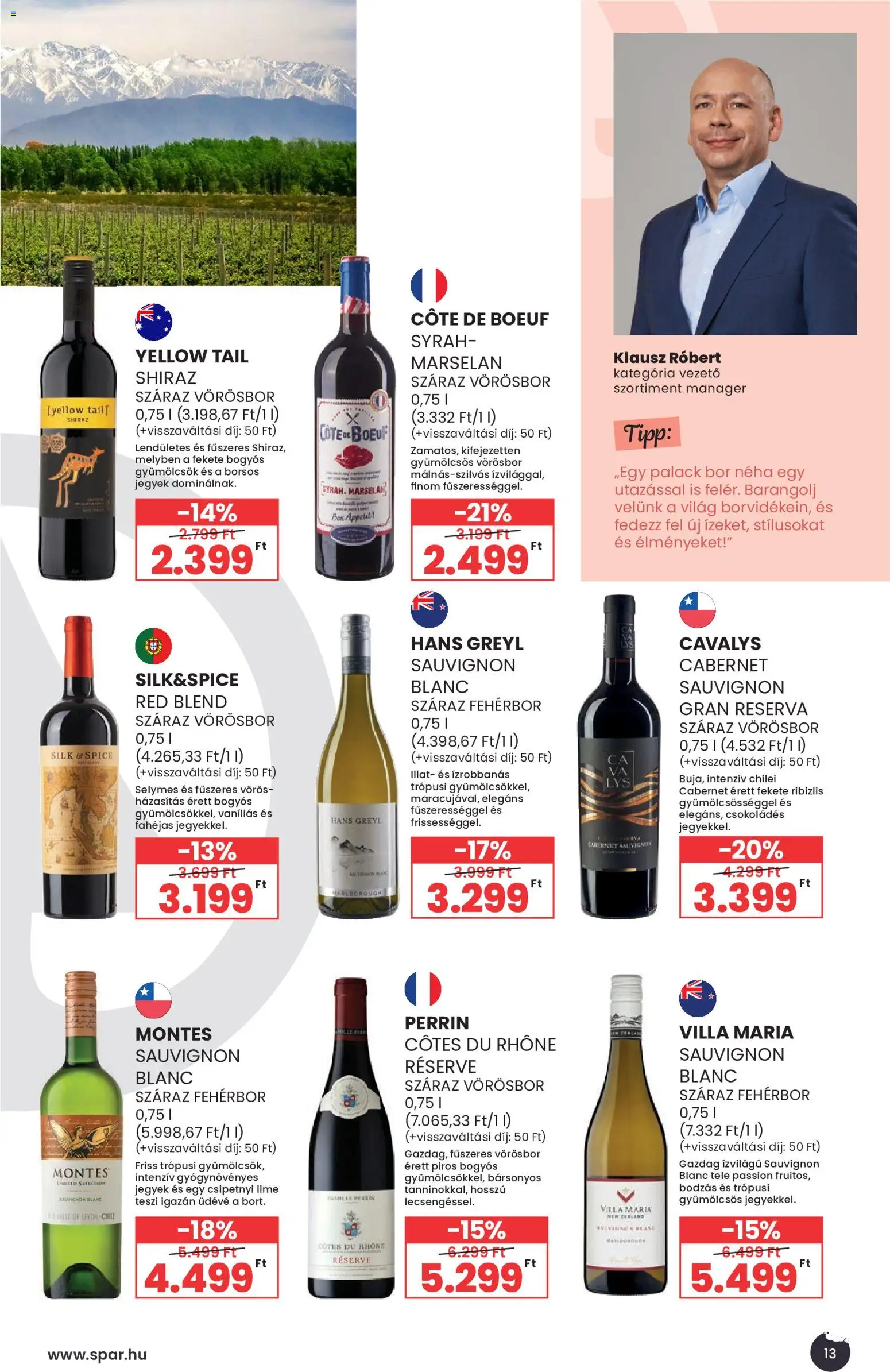 Interspar akciós ujság - amely érvényes a következő dátumtól: 2026.09.02. | Oldal: 13 | Termékek: Lime, Cabernet Sauvignon, Fehérbor, Vörösbor