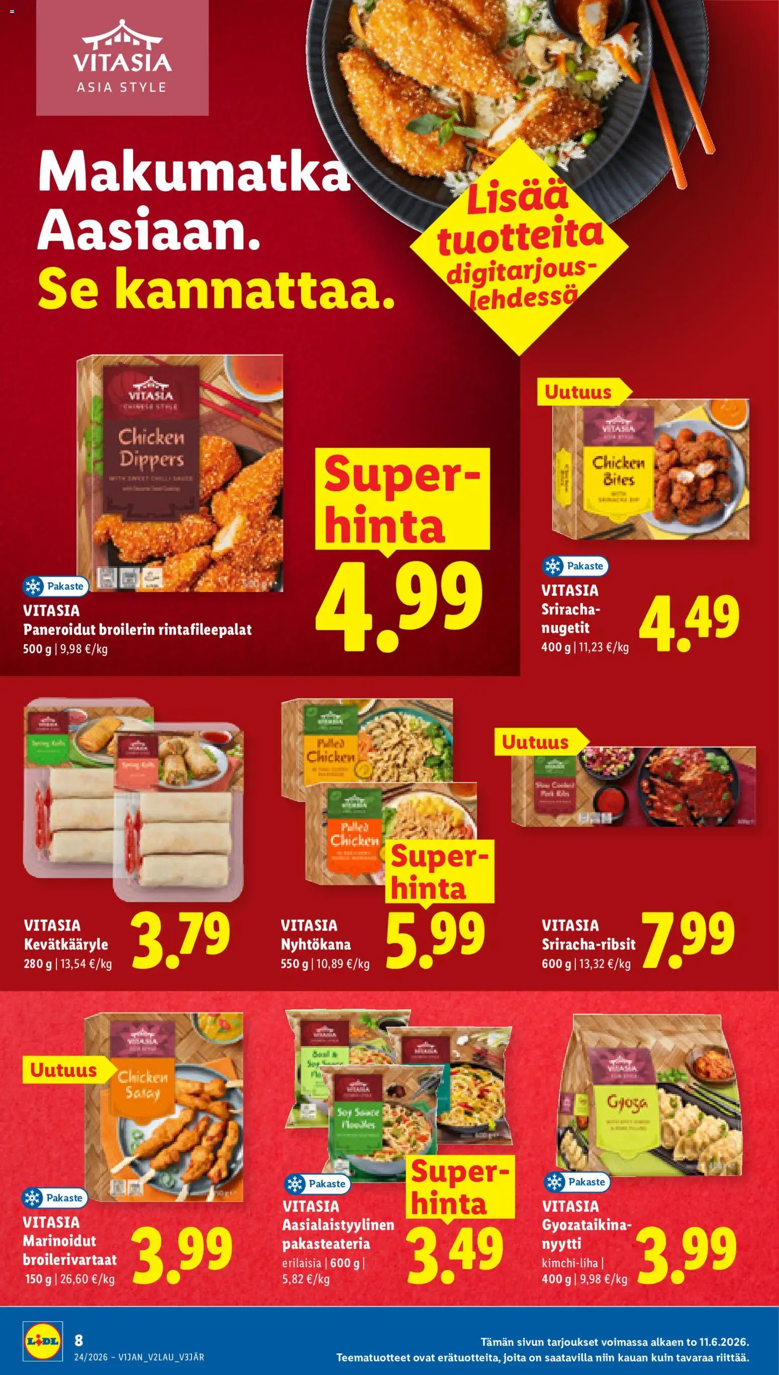 Lidl tarjoukset - Rovaniemi – voimassa 11.06.2026 alkaen | Sivu: 8 | Tuotteet: Nugetit, Sriracha