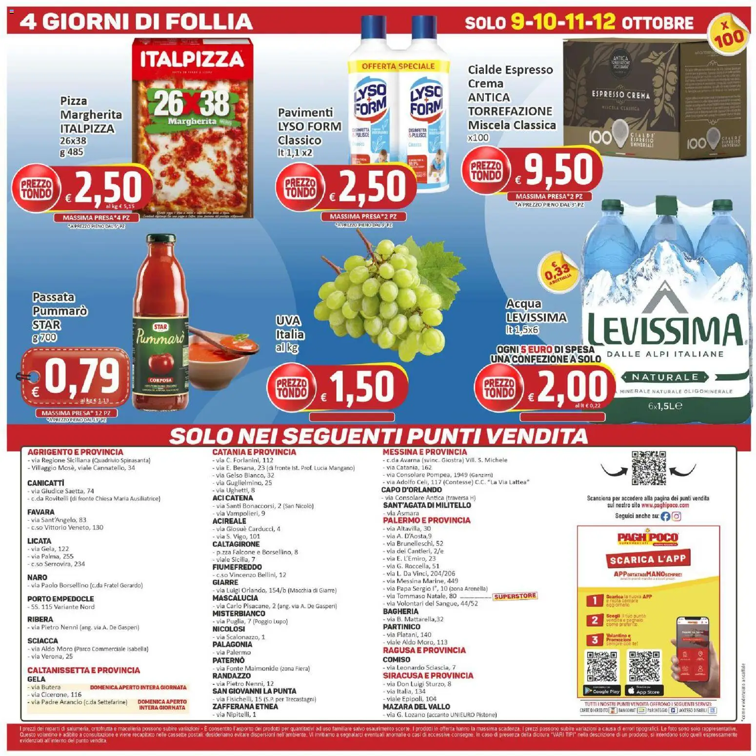 Volantino Paghi Poco del 02/10/2026 | Pagina: 20 | Prodotti: Crema, Pizza, Acqua, Presa