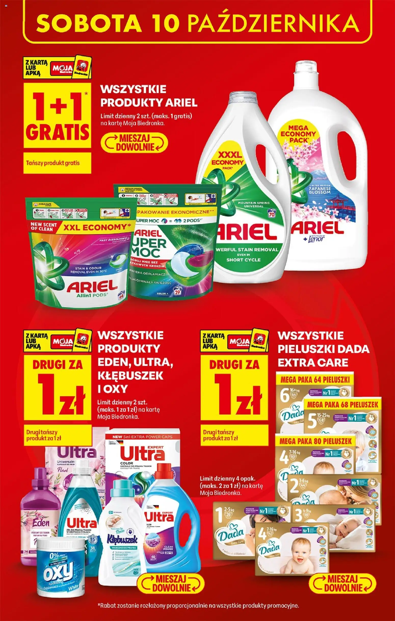Biedronka gazetka od czwartku od 08.10.2026 | Strona: 19 | Produkty: Karta, Ariel, Kapsułki do prania, Detergent