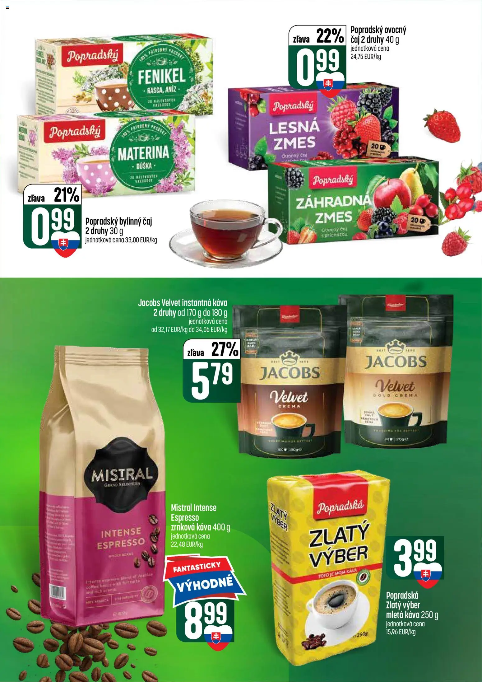 Nové COOP Jednota akcie – leták je platný od 02.07.2026 | Strana: 39 | Produkty: Jacobs Velvet, Káva, Čaj, Zrnková káva