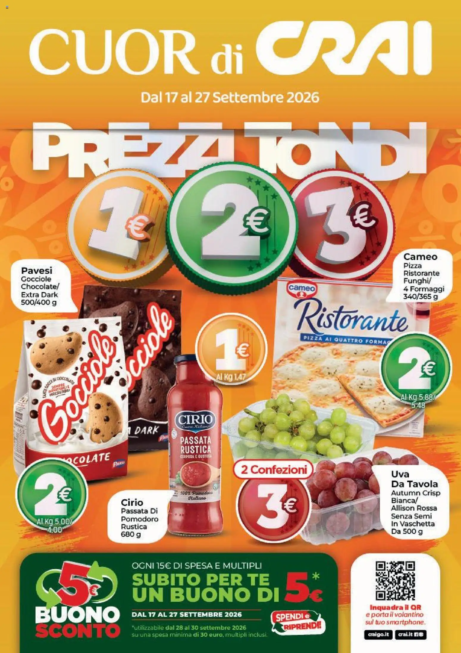 Volantino CRAI del 17/09/2026 | Pagina: 1 | Prodotti: Pizza, Porta, Tè, Pomodoro