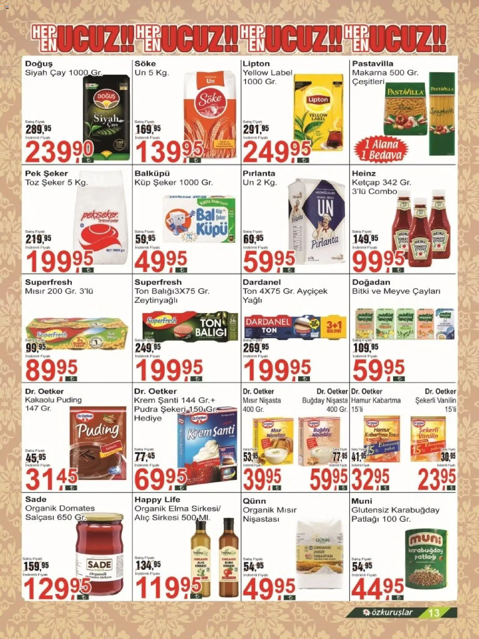 Özkuruşlar Katalog - 21.05.2026 tarihinden itibaren geçerlidir | Sayfa: 13 | Ürünler: Elma, Çay, Makarna, Mısır