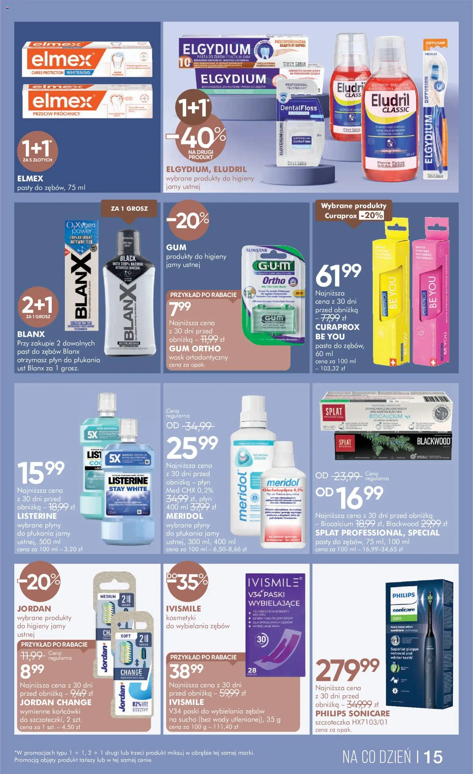 Super-pharm gazetka od 21.10.2026 | Strona: 15 | Produkty: Płyn do płukania, Kosmetyki, Listerine, Pasta do zębów