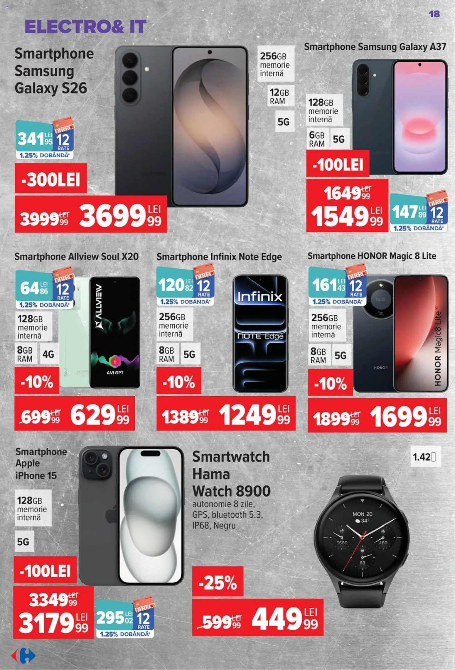 Noul catalog Carrefour – valabil de la 17.06.2026 | Pagină: 20 | Produse: Smartphone, Memorie, Smartwatch, Apple
