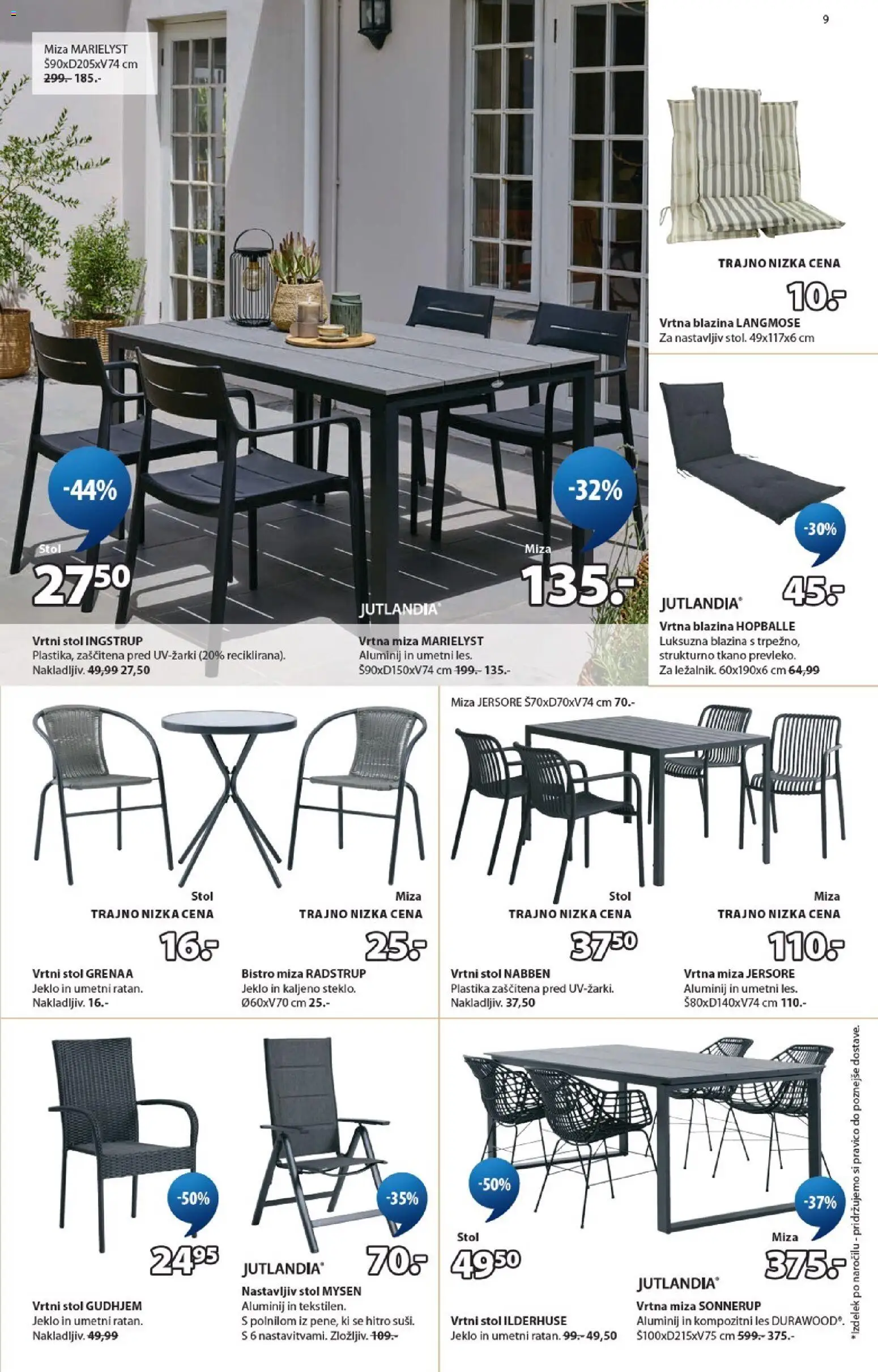 Novi JYSK katalog ponudbe – veljaven od 01.07.2026 | Stran: 9 | Izdelki: Vrtna blazina, Blazina, Miza, Stol