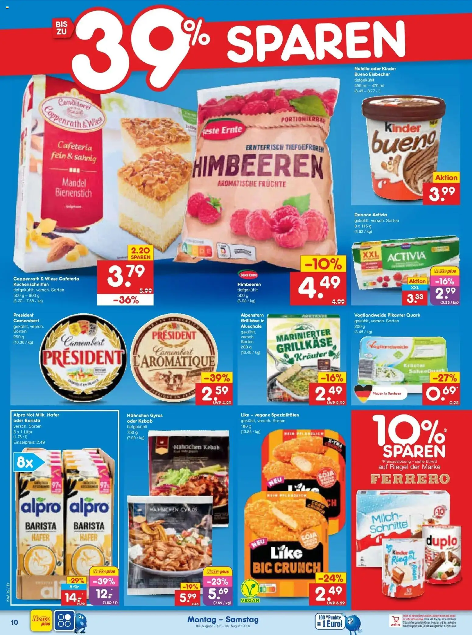 Netto Marken-Discount Prospekt Weimar – gültig ab 03.08.2026 | Seite: 20 | Produkte: Hahnchen, Quark, Kinder bueno, Nutella
