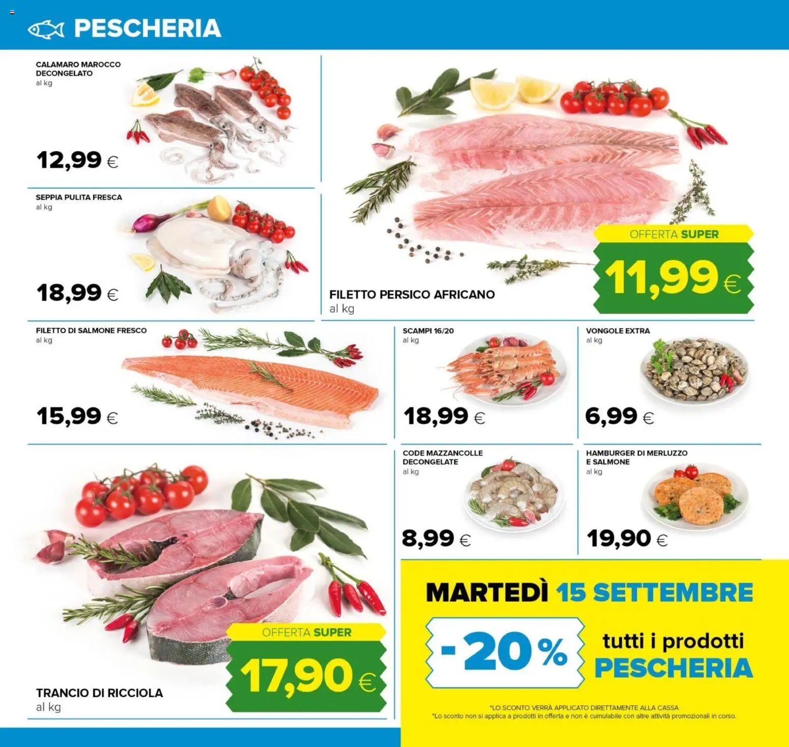 Volantino Oasi del 14/09/2026 | Pagina: 10 | Prodotti: Salmone, Filetto di salmone, Merluzzo, Vongole