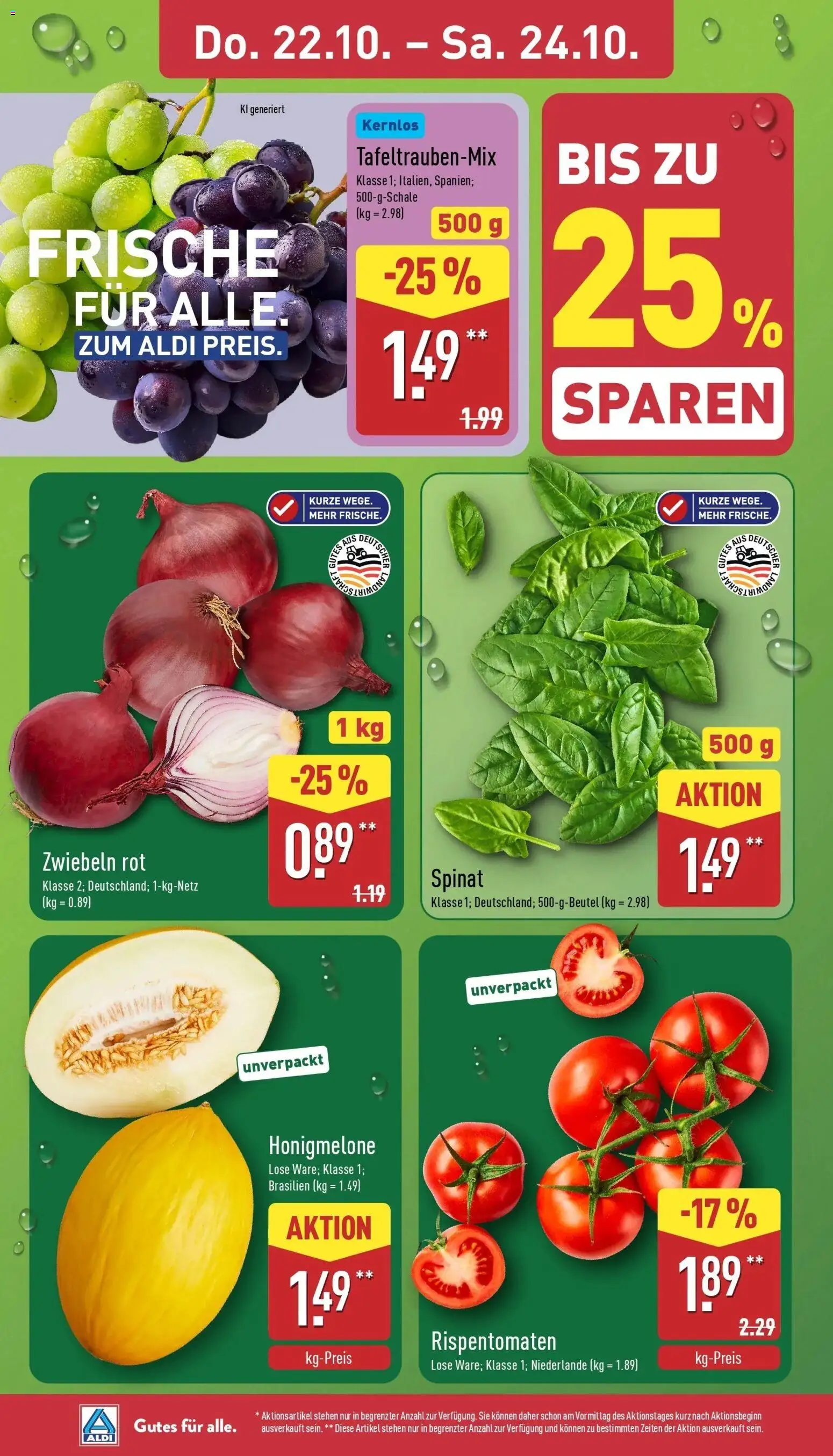 Aldi Aktueller Prospekt (ab 19.10.2026) » Angebote Online | Seite: 30 | Produkte: Honigmelone, Zwiebeln