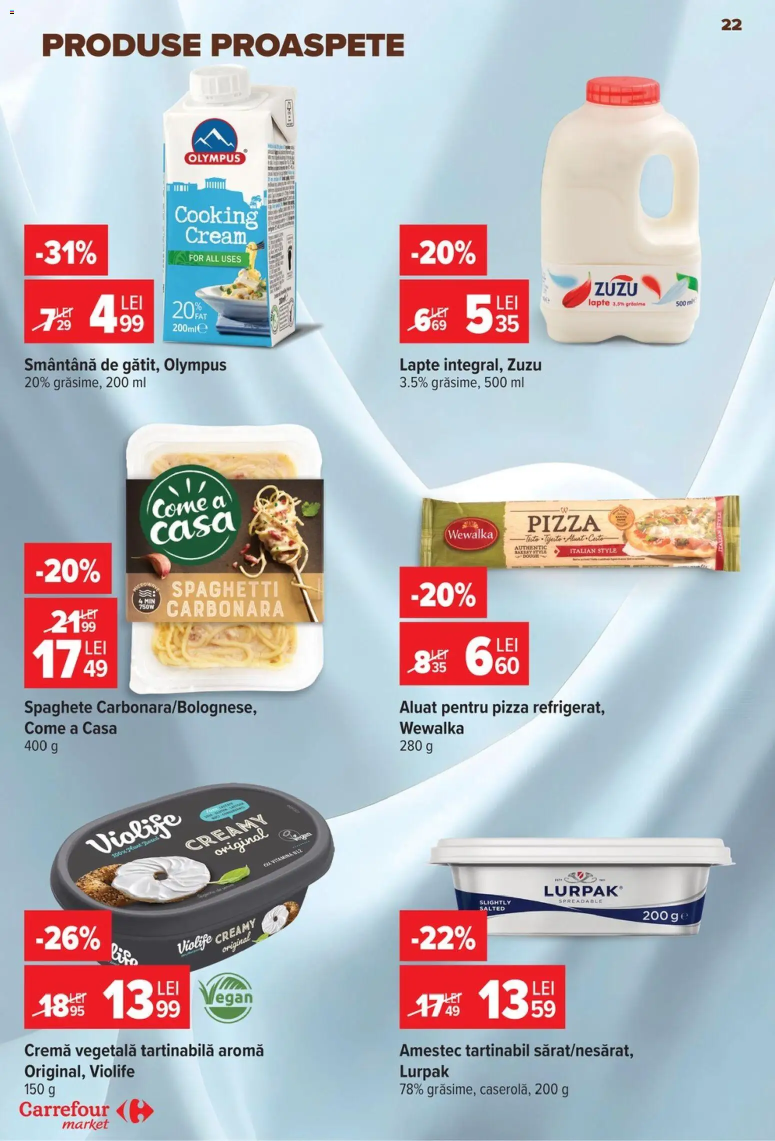 Noul catalog Carrefour – valabil de la 19.08.2026 | Pagină: 22 | Produse: Zuzu, Lurpak, Cremă, Smântână