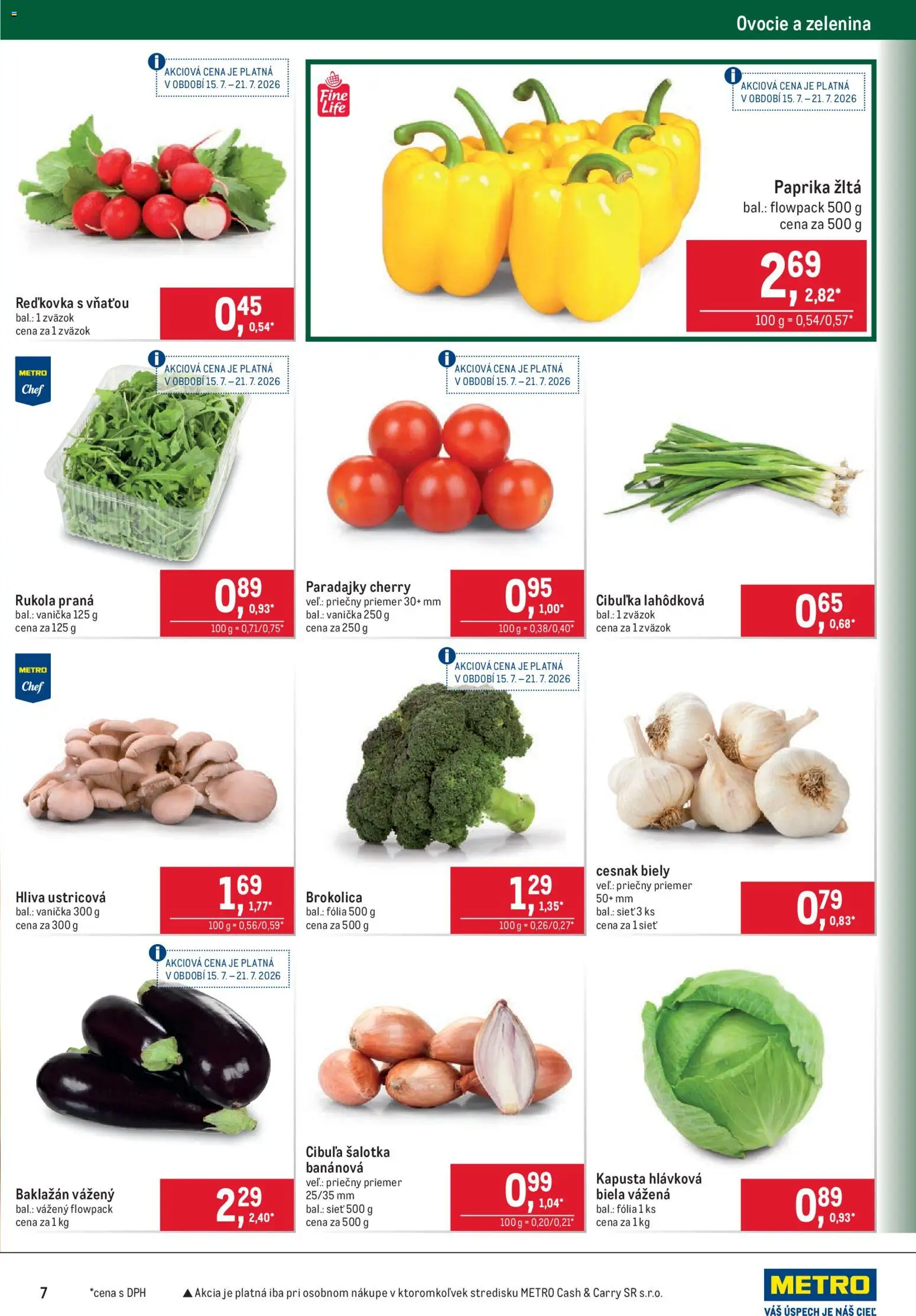 Nové Metro akcie – leták je platný od 15.07.2026 | Strana: 7 | Produkty: Paprika, Paradajky, Brokolica, Cesnak