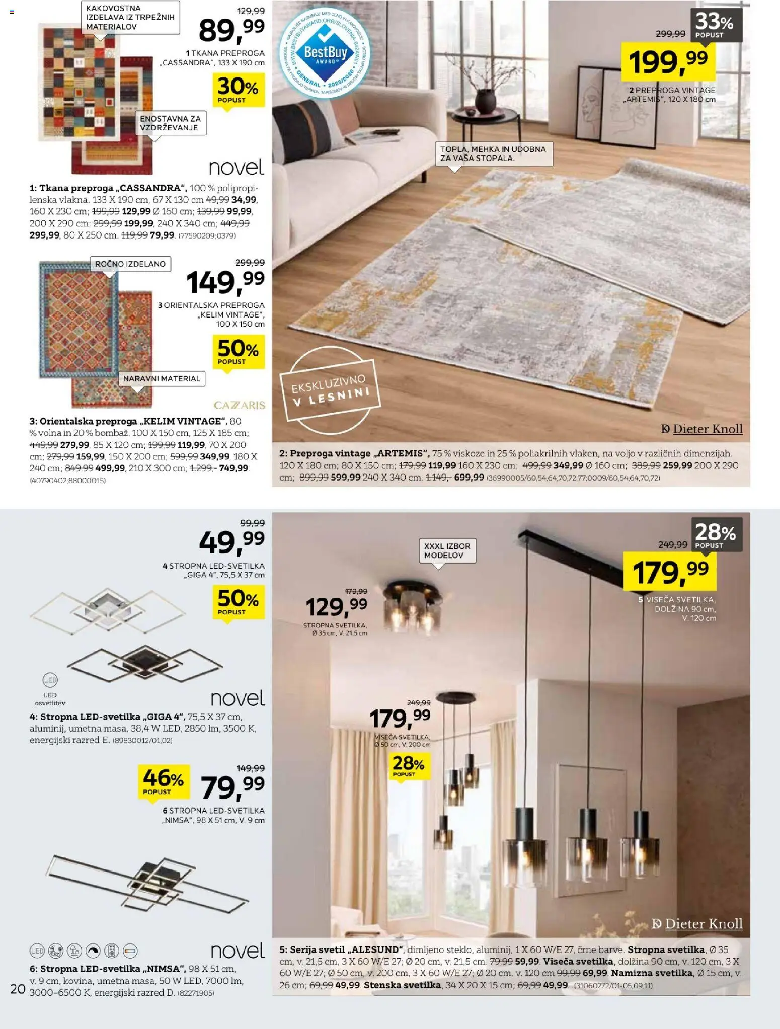 Novi XXXL Lesnina katalog ponudbe – veljaven od 18.08.2026 | Stran: 20 | Izdelki: Med, Preproga, Svetilka