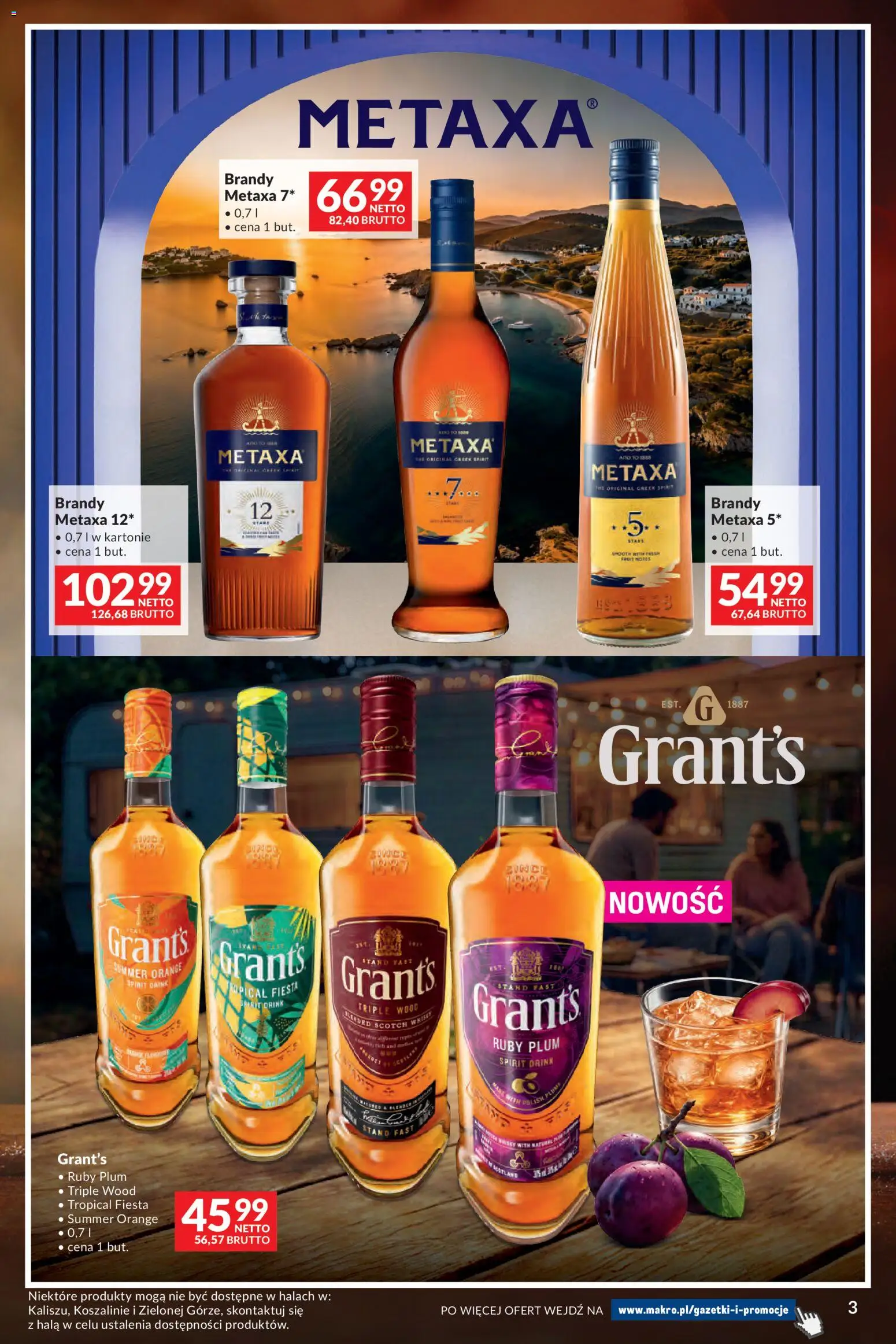 Makro gazetka - Whisky od 29.09.2026 | Strona: 3 | Produkty: Metaxa 5*, Grant's, Metaxa, Brandy