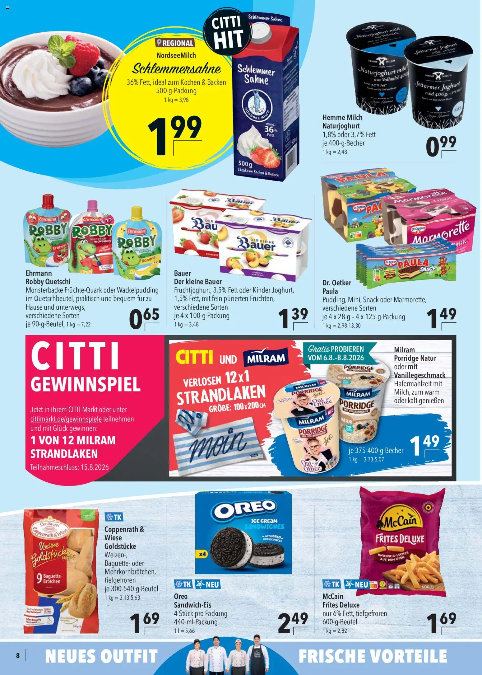 CITTI Markt Prospekt – gültig ab 05.08.2026 | Seite: 8 | Produkte: Ofen, Milch, Baguette, Milram