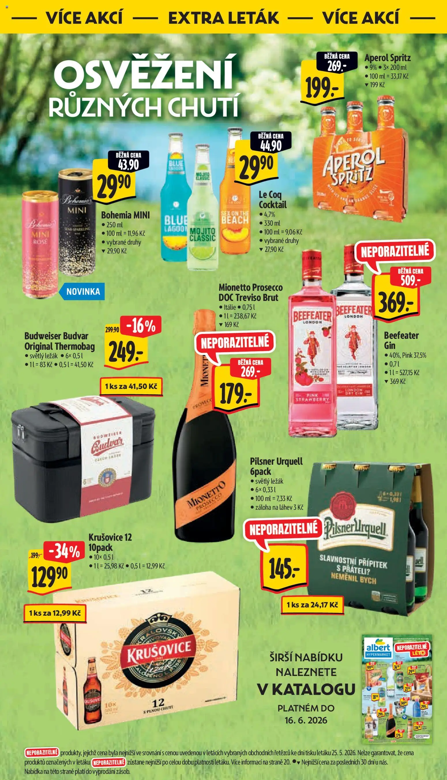 Albert leták - Hypermarket od 10.06.2026 | Strana: 15 | Produkty: Mionetto, Mojito, Aperol, Krušovice 12
