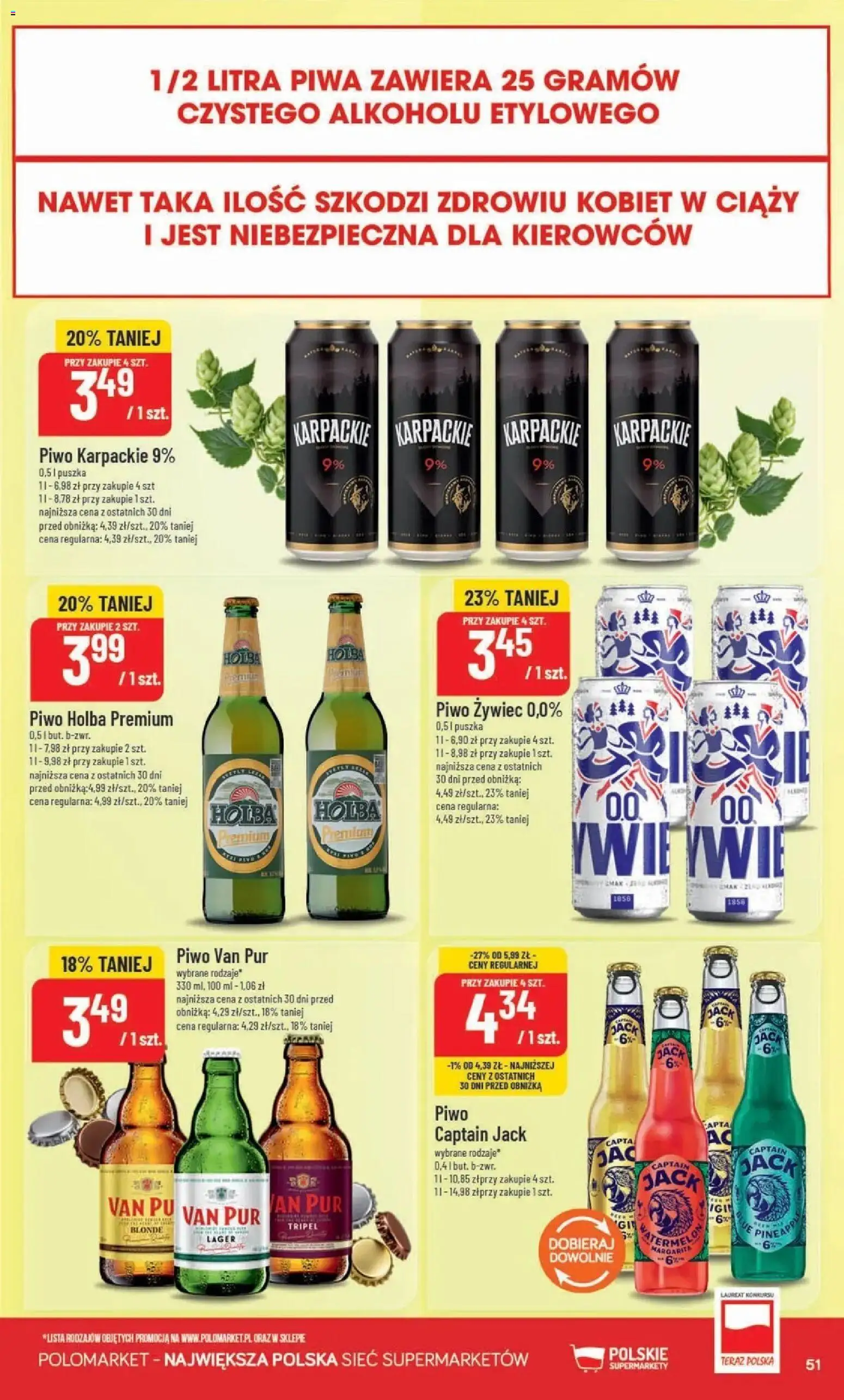 Nowa POLOmarket gazetka od jutra 30.09.2026 | Strona: 51 | Produkty: Piwo