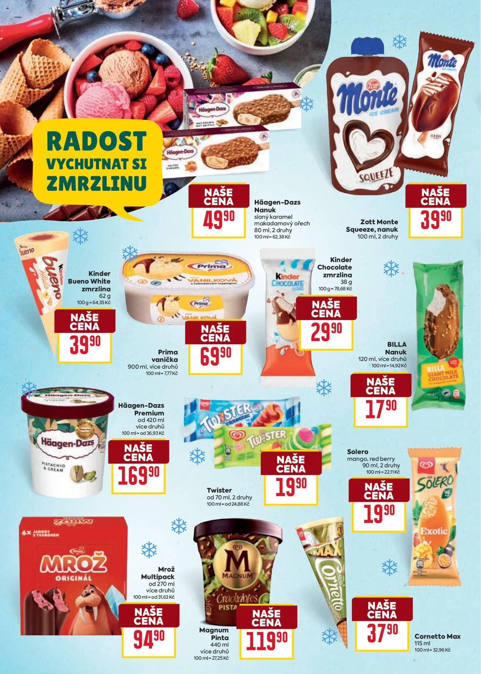 Billa Velký leták od 22.07.2026 | Strana: 20 | Produkty: Slaný karamel, Zmrzlina, Magnum, Kinder