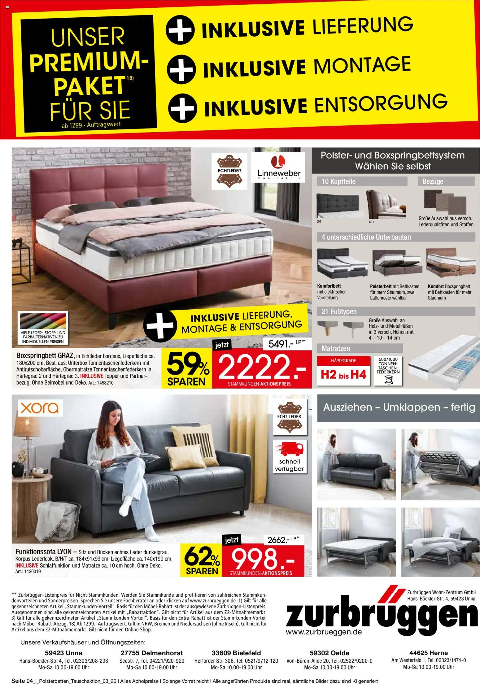 Zurbrüggen Polsterbetten tauschaktion – gültig ab 27.08.2026 | Seite: 4 | Produkte: Matratze, Boxspringbett, Polsterbett, Topper