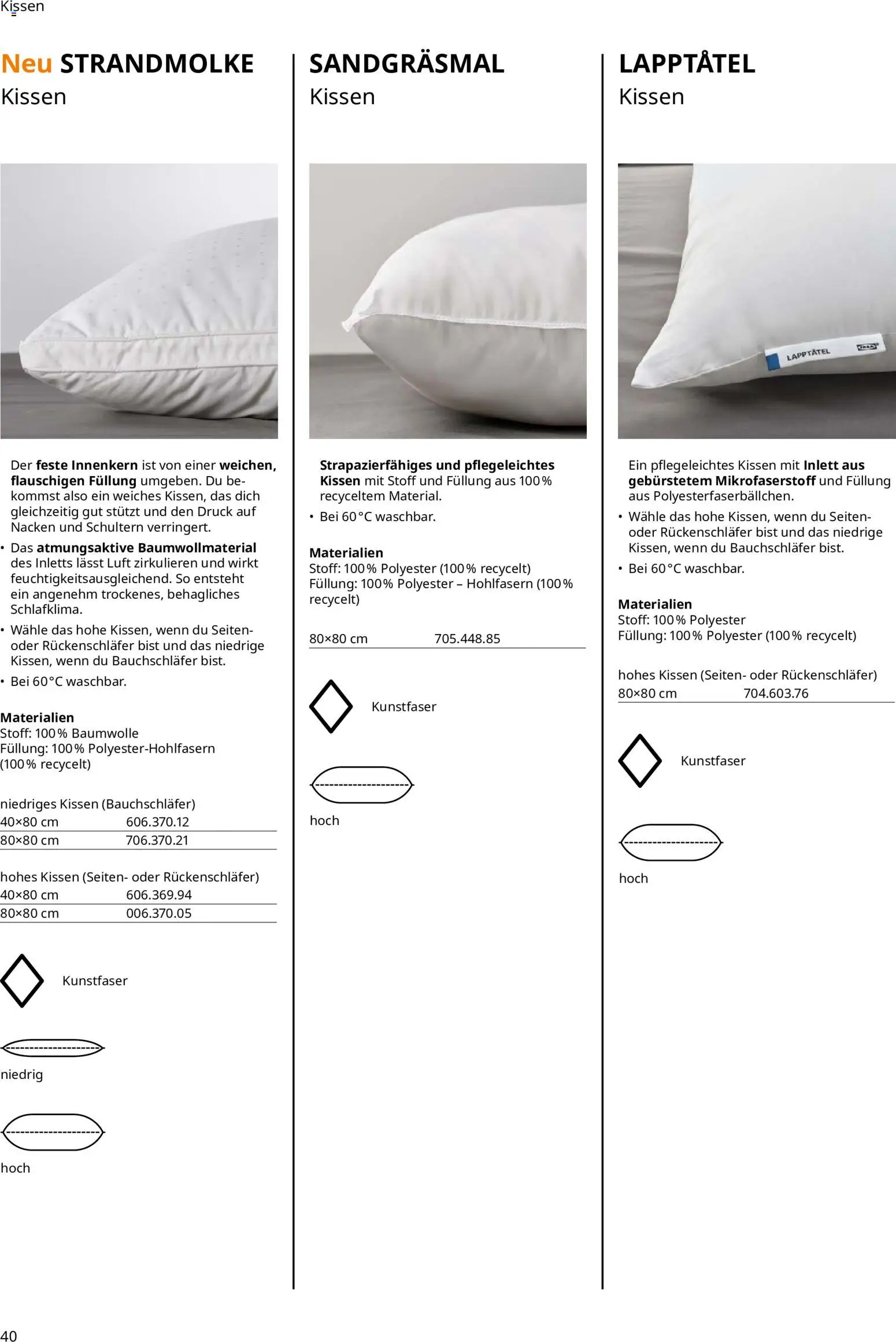 Ikea Prospekt Schlafkomfort – gültig ab 16.09.2026 | Seite: 40 | Produkte: Kissen