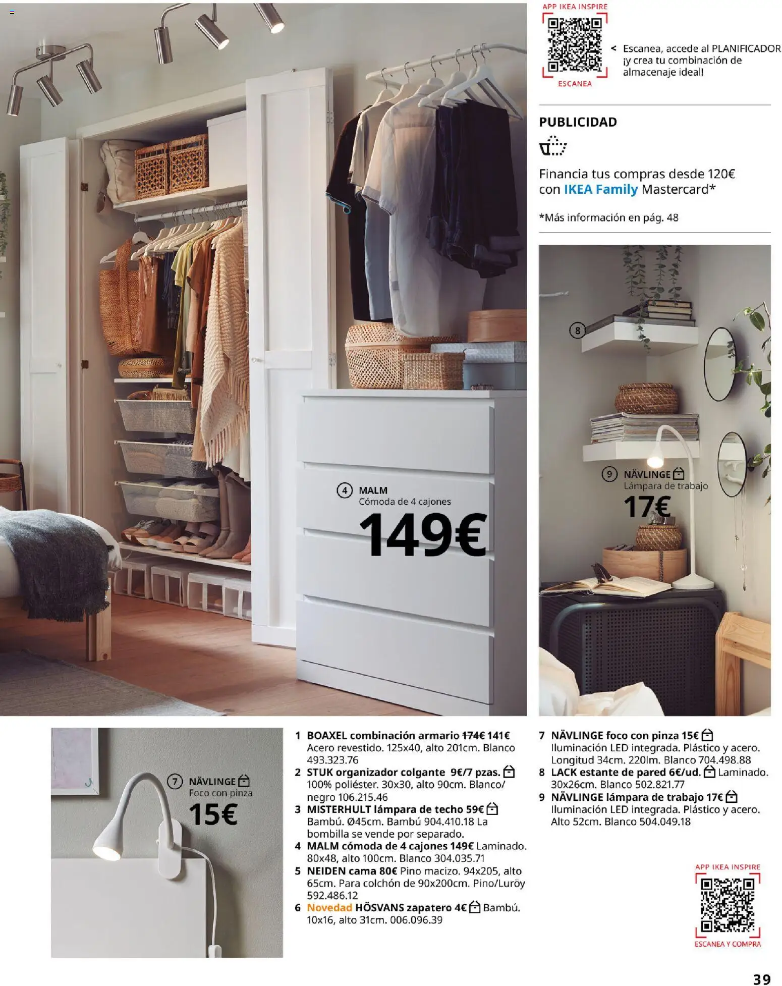 Catálogo IKEA Dormitorios │ válido desde el 01/02/2026 | Página: 39 | Productos: Lámpara de techo, Organizador, Colchon, Almacenaje