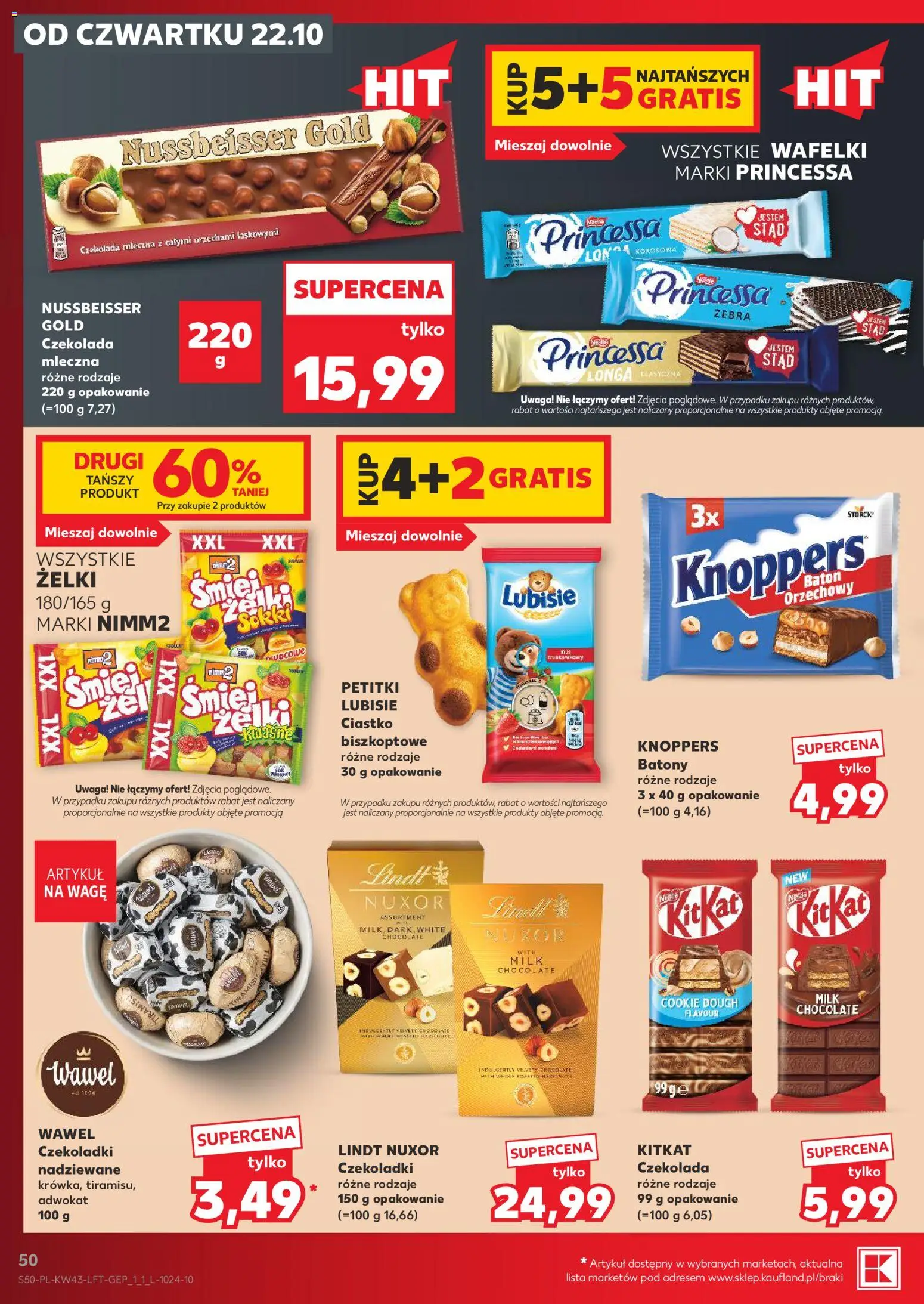 Kaufland gazetka od 22.10.2026 | Strona: 50 | Produkty: Czekolada mleczna, Wafelki, Żelki, Czekolada