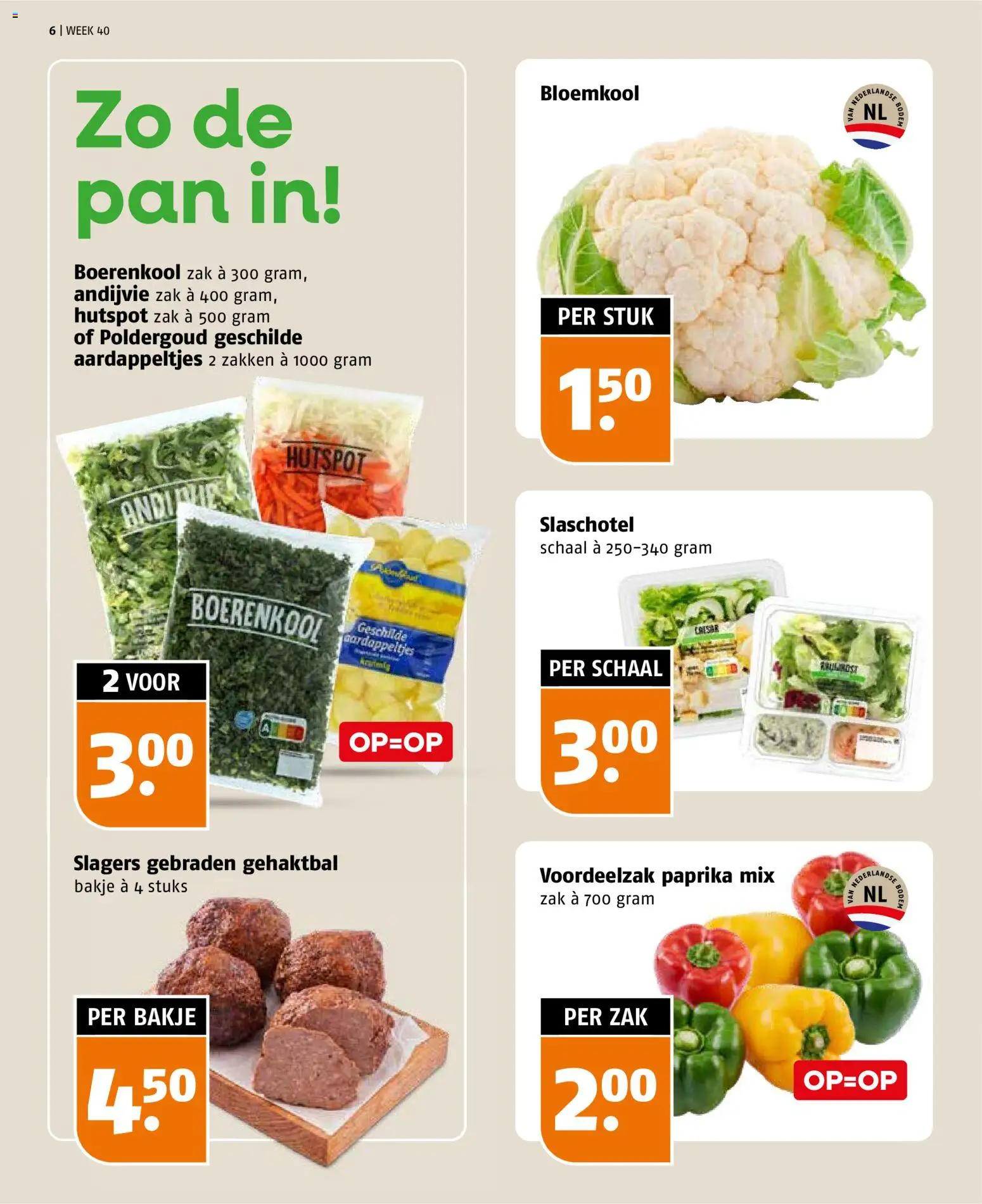 {H1} | Pagina: 6 | Producten: Bloemkool, Pan, Zak, Paprika