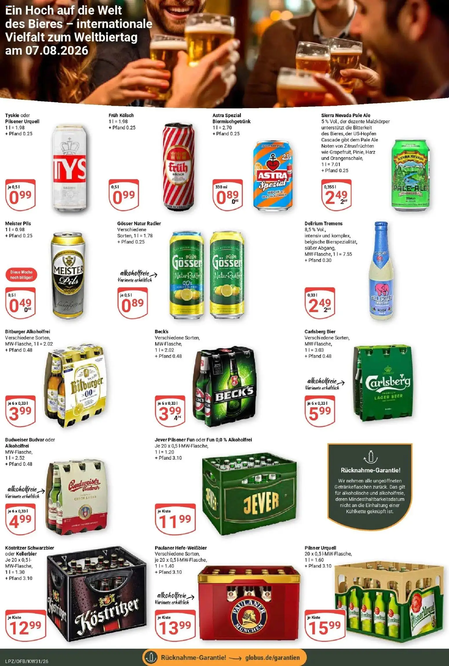 Globus Prospekt Leipzig – gültig ab 27.07.2026 | Seite: 16 | Produkte: Bier, Astra, Pilsner urquell, Jever