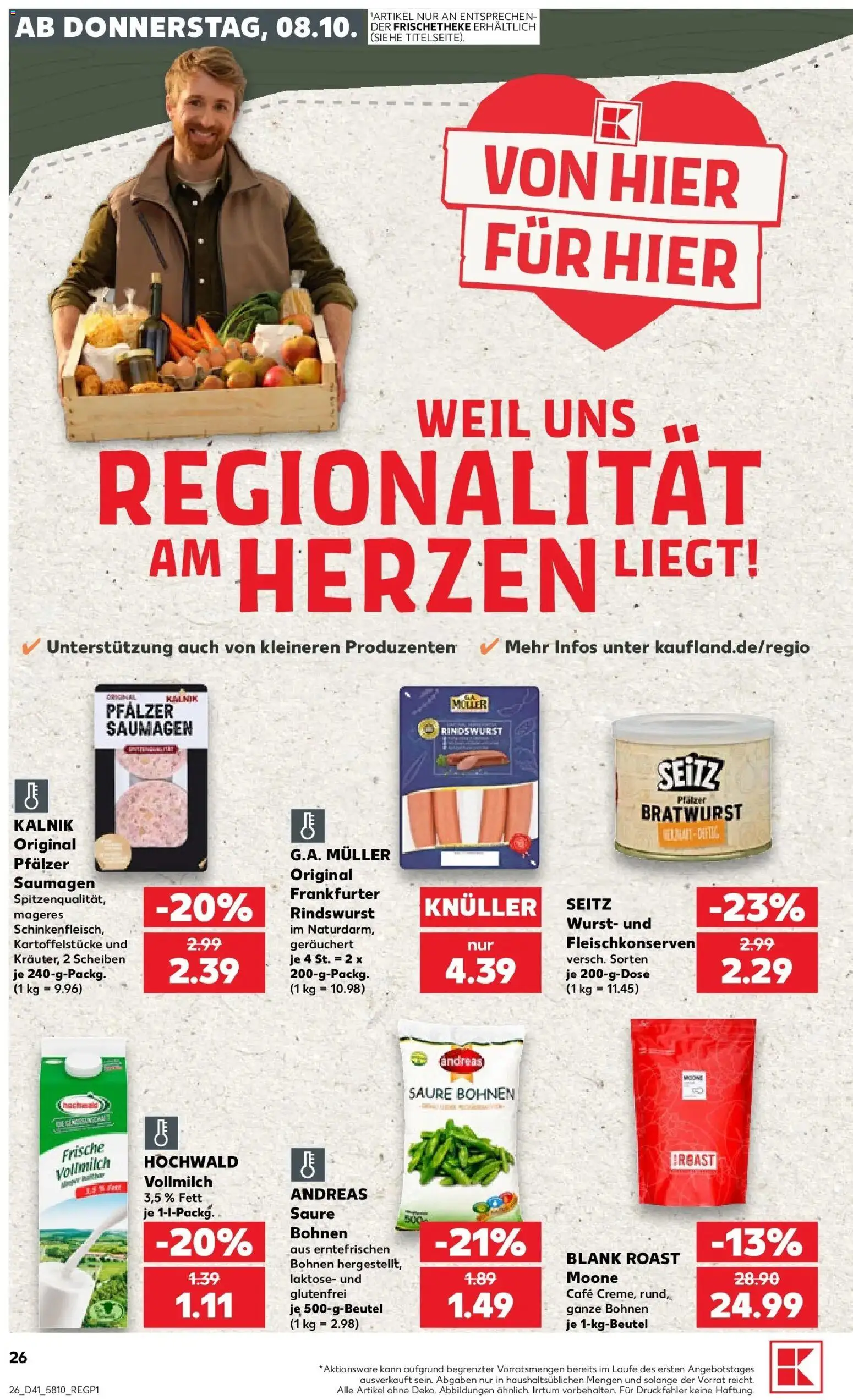 Prospekt Kaufland ab 08.10.2026 » Angebote Online zum Blättern | Seite: 26 | Produkte: Bratwurst, Wurst, Fleischkonserven