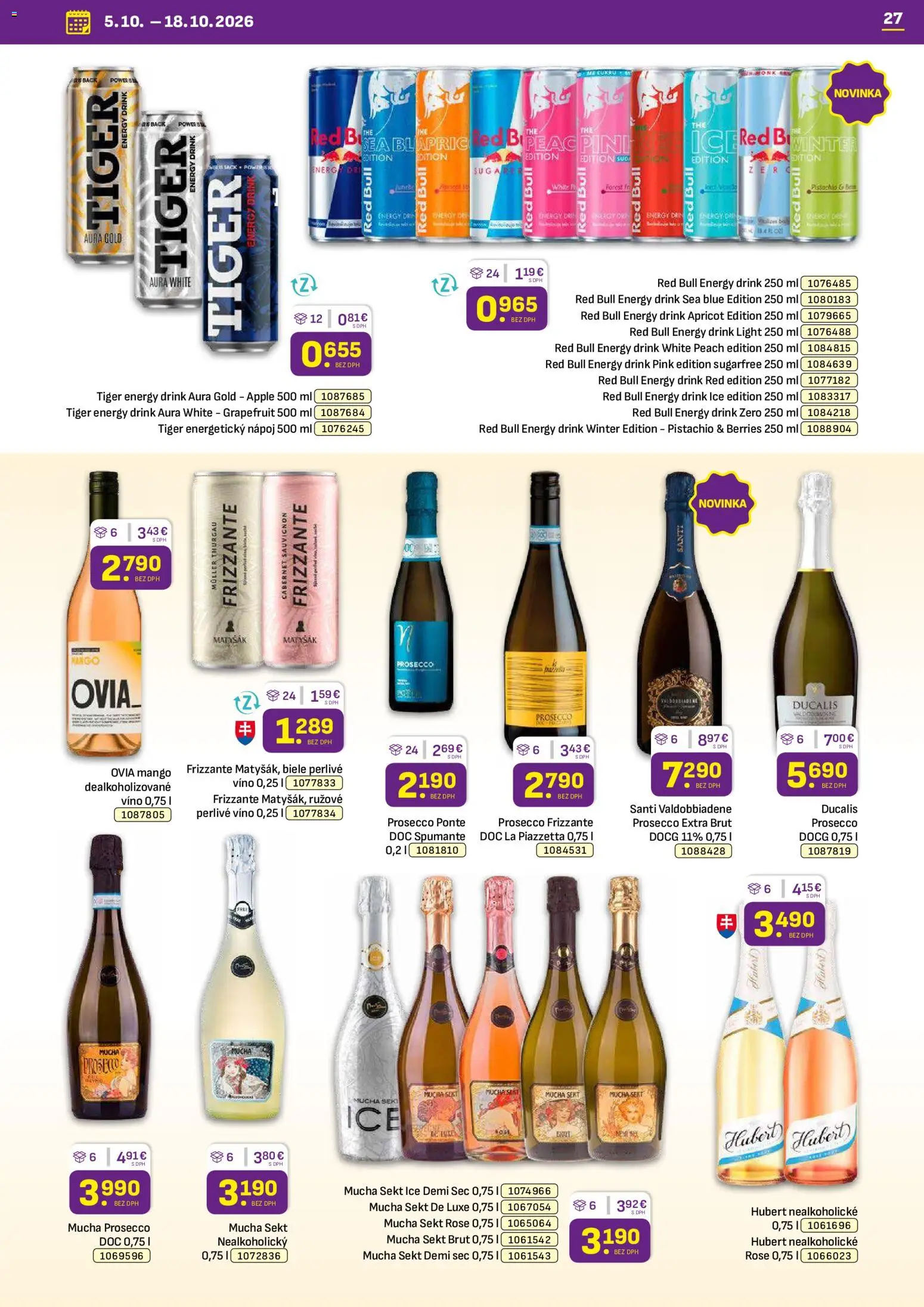 Nové Libex akcie – leták je platný od 05.10.2026 | Strana: 27 | Produkty: Víno, Sekt, Grapefruit, Mango