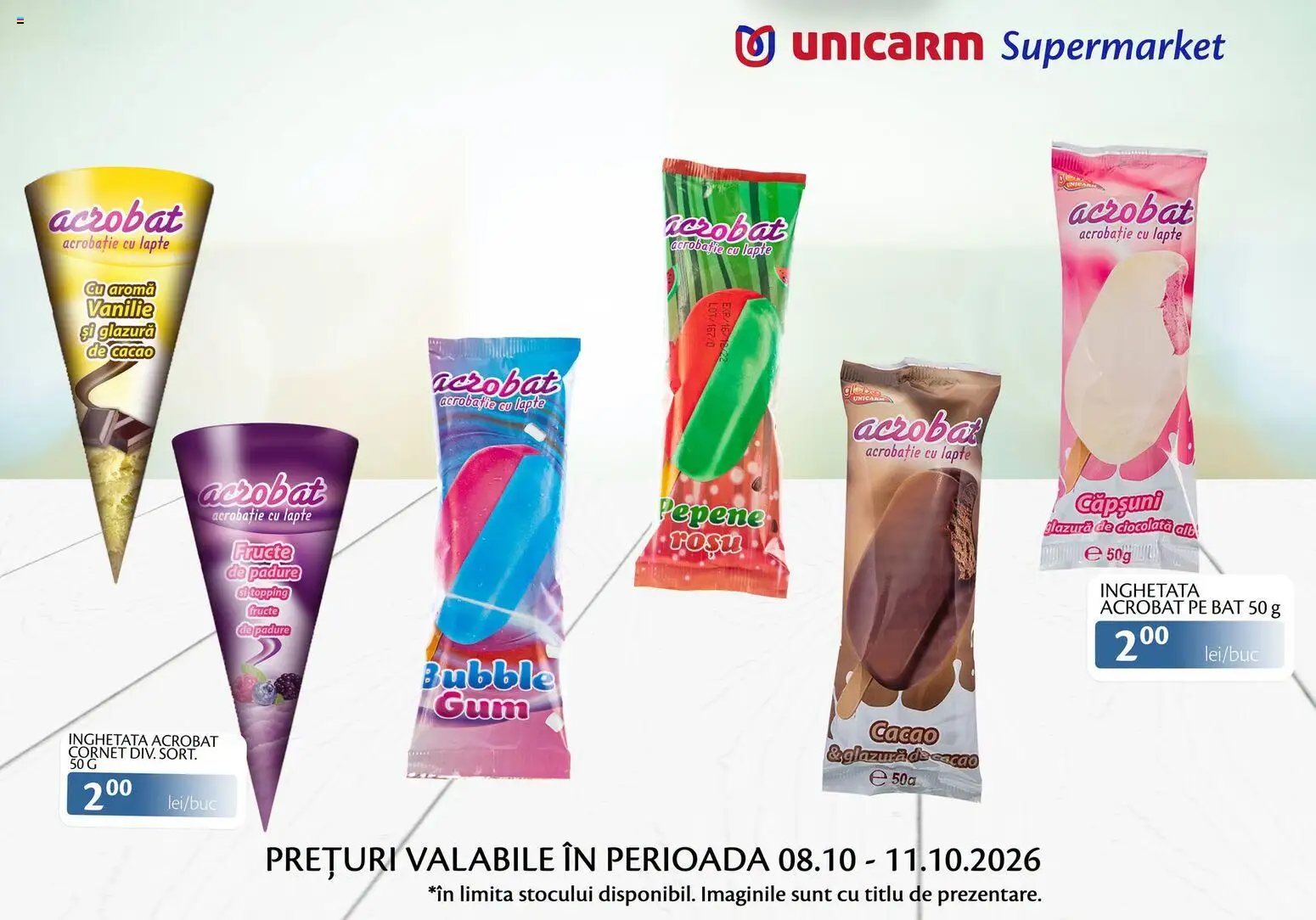Noul catalog Unicarm – valabil de la 08.10.2026 | Pagină: 7 | Produse: Lapte, Ciocolată, Căpșuni, Cacao