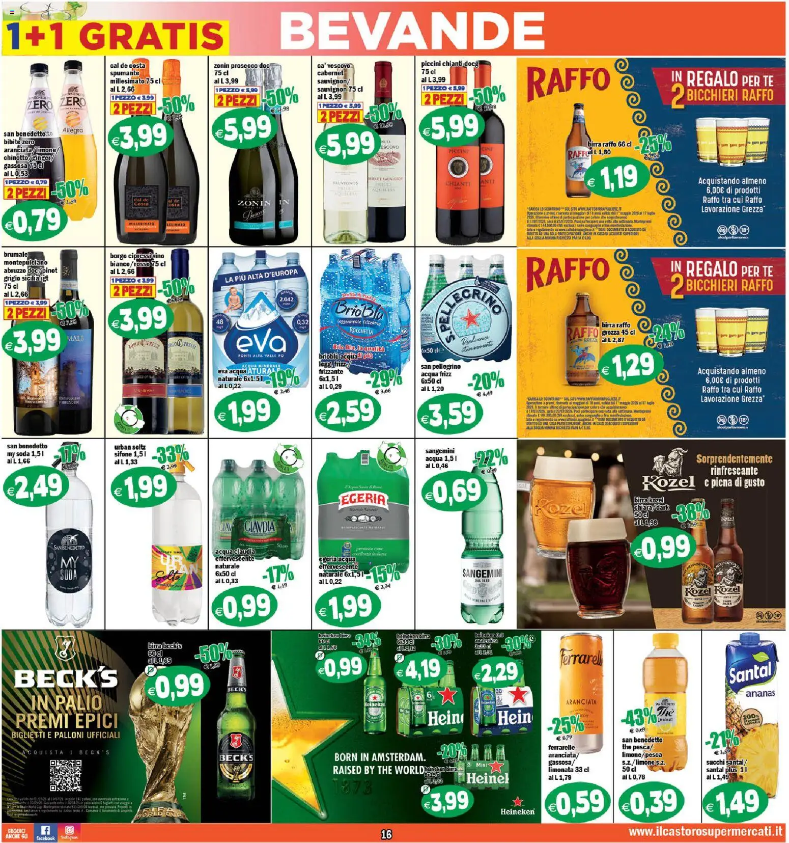Volantino Il Castoro del 01/07/2026 | Pagina: 16 | Prodotti: Limonata, Bibite, Acqua minerale, Ferrarelle