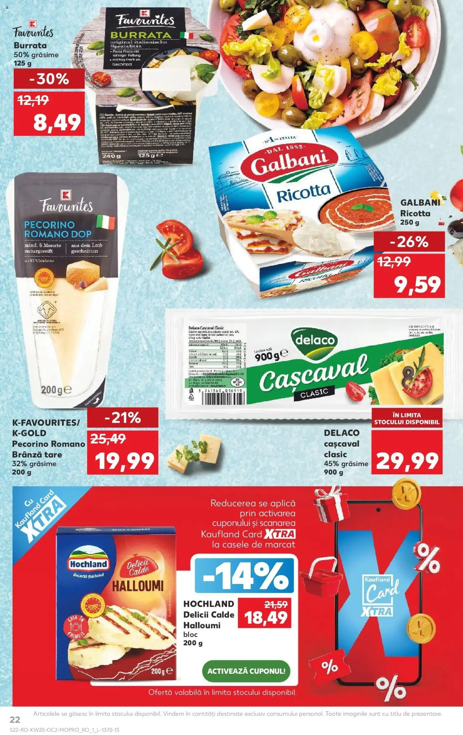 Noul catalog Kaufland – valabil de la 13.05.2026 | Pagină: 22 | Produse: Çift taraflı üst, Light Kedi Konservesi, Cașcaval, Brânză