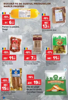 Ofertele Carrefour valabile de la 14.10.2026 | Pagină: 12 | Produse: Sandviș, Pui, Salam, Cârnați