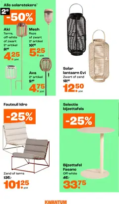 Kwantum folder / publicité - Voorbeeld van een folder van Kwantum, geldig van 04.05.2026 | Pagina: 8 | Producten: Lantaarn, Fauteuil, Bijzettafels