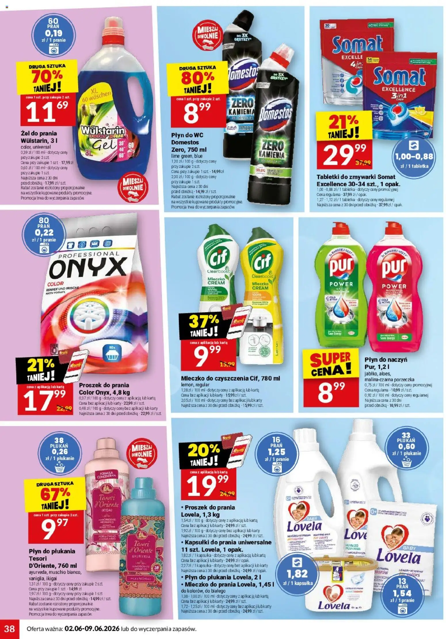 Twój Market gazetka od 02.06.2026 | Strona: 38 | Produkty: Karta, Domestos, Proszek do prania, Lovela