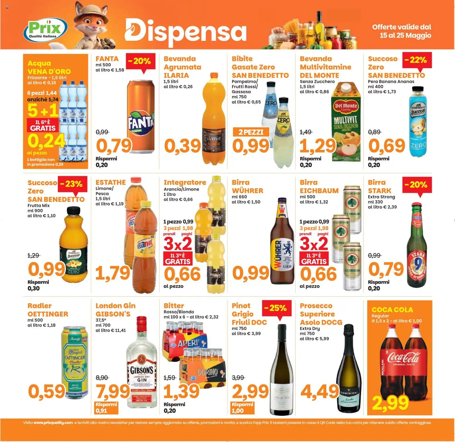 Volantino Prix del 15.05.2026 | Pagina: 19 | Prodotti: Prosecco, Pompelmo, Acqua, Arancia
