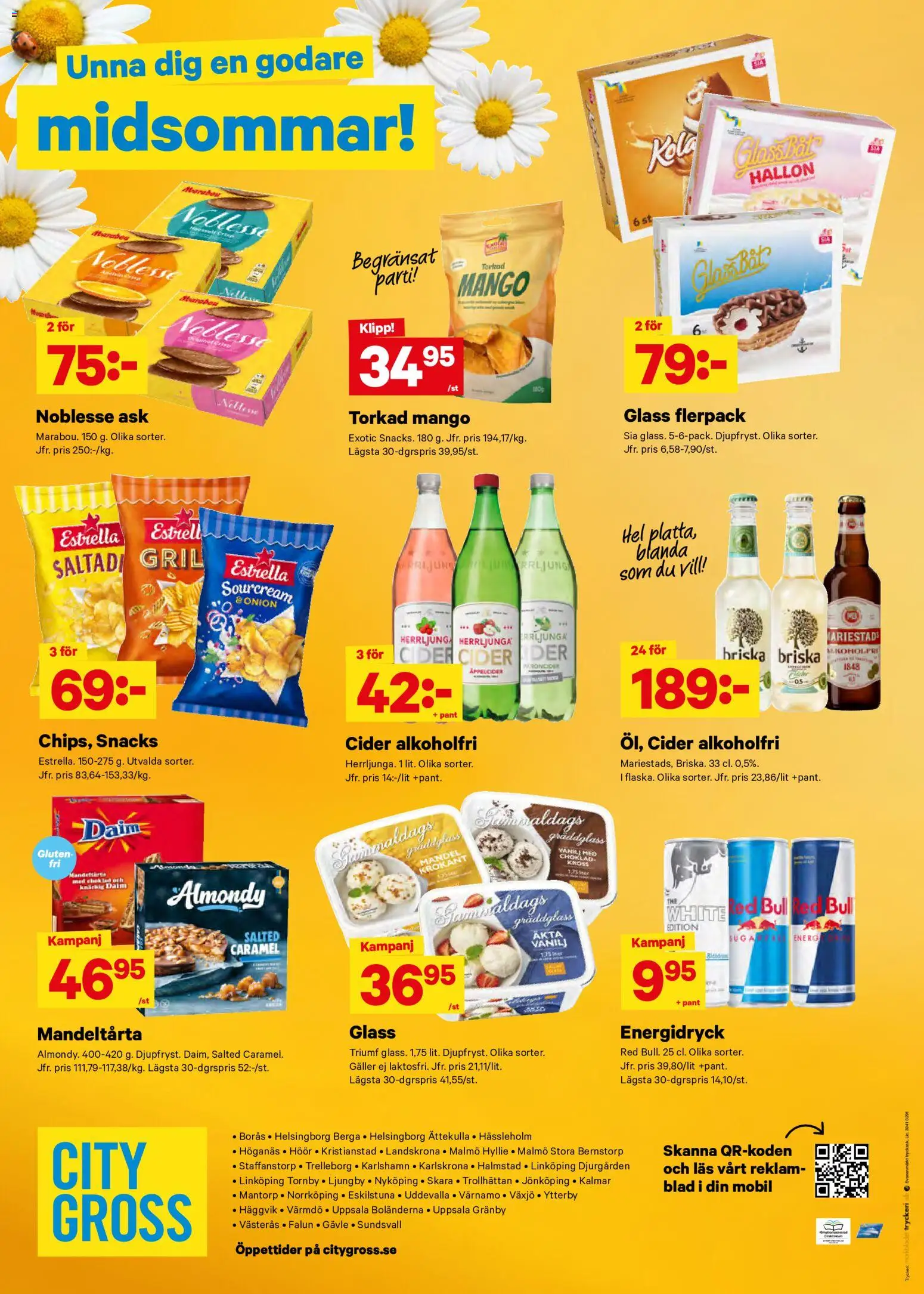 City Gross reklamblad aktuell från 15.06.2026 | Sida: 14 | Produkter: Red bull, Cider, Mango, Mandeltårta