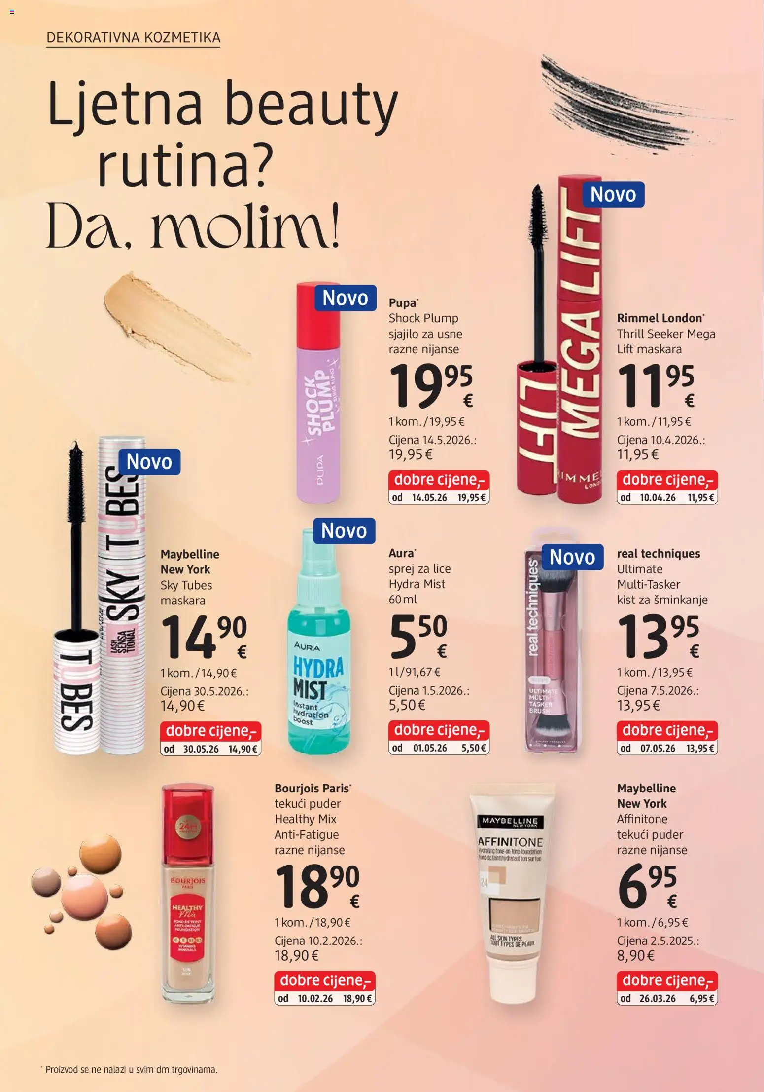 DM katalog | vrijedi od 01.07.2026 | Stranica: 22 | Proizvodi: Kist, Maskara, Sjajilo za usne, Maybelline