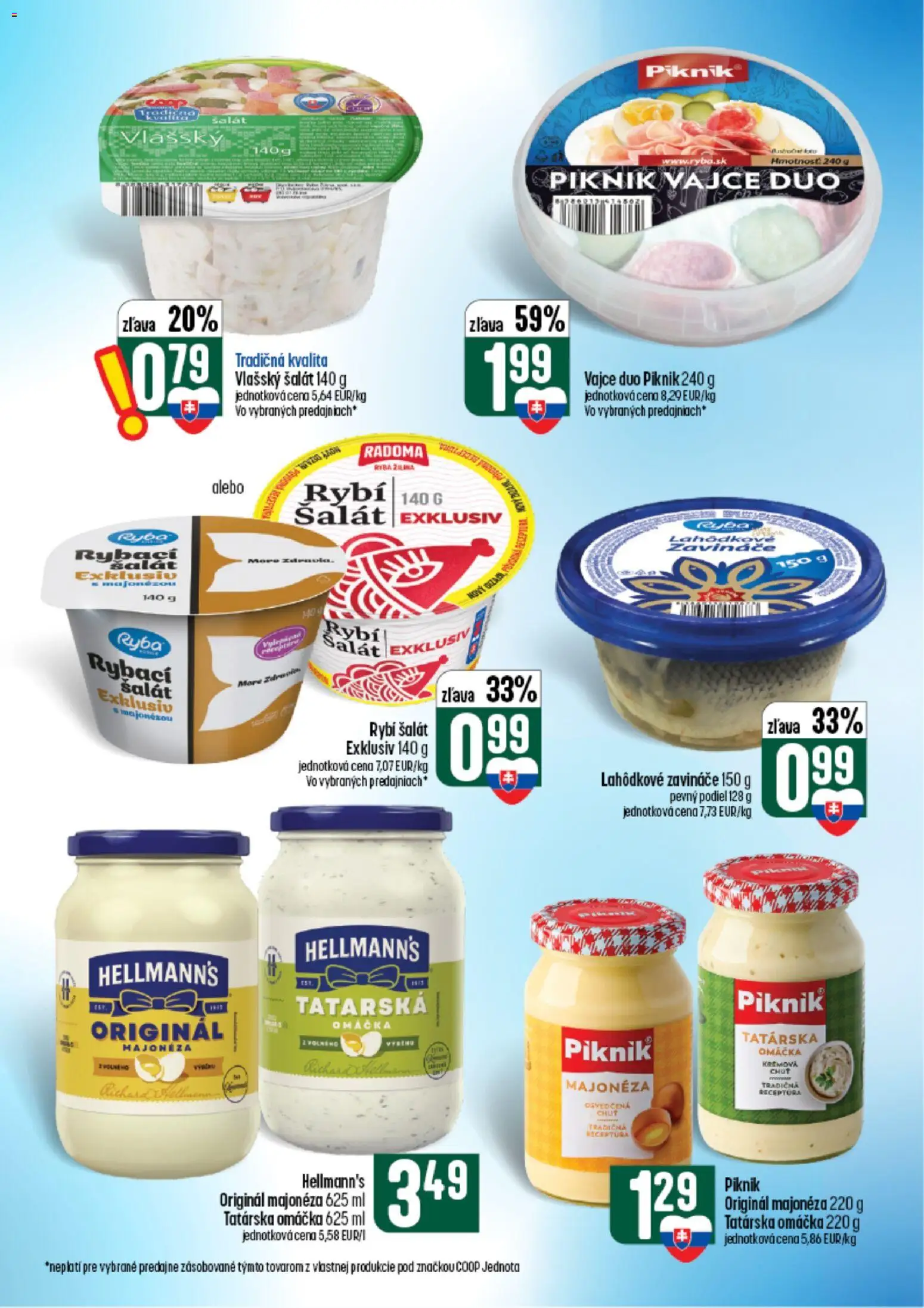 Nové COOP Jednota akcie – leták je platný od 26.08.2026 | Strana: 18 | Produkty: Majonéza, Ryba, Šalát, Tatárska omáčka