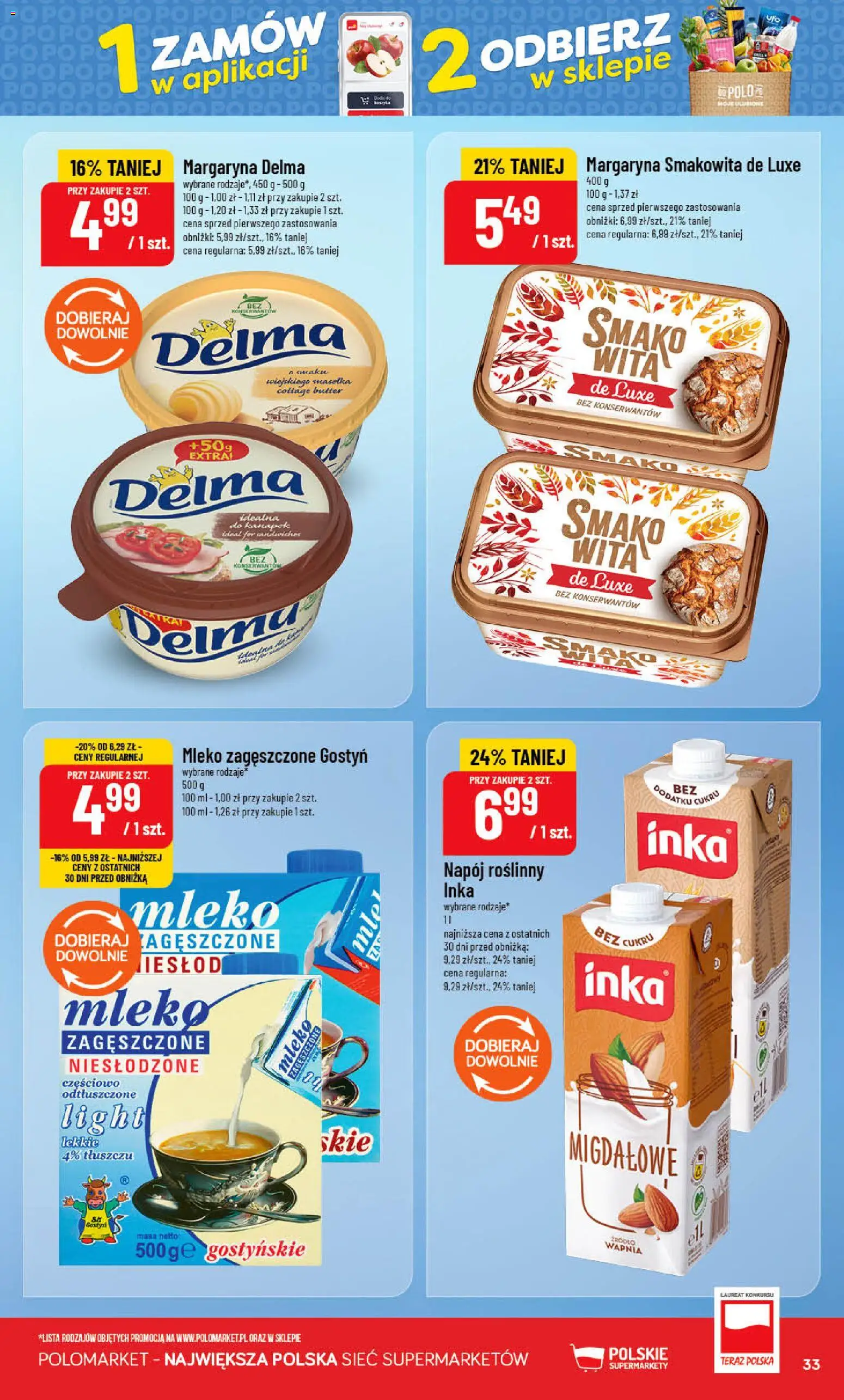 POLOmarket gazetka od 09.09.2026 | Strona: 33 | Produkty: Napój roślinny, Margaryna, Mleko