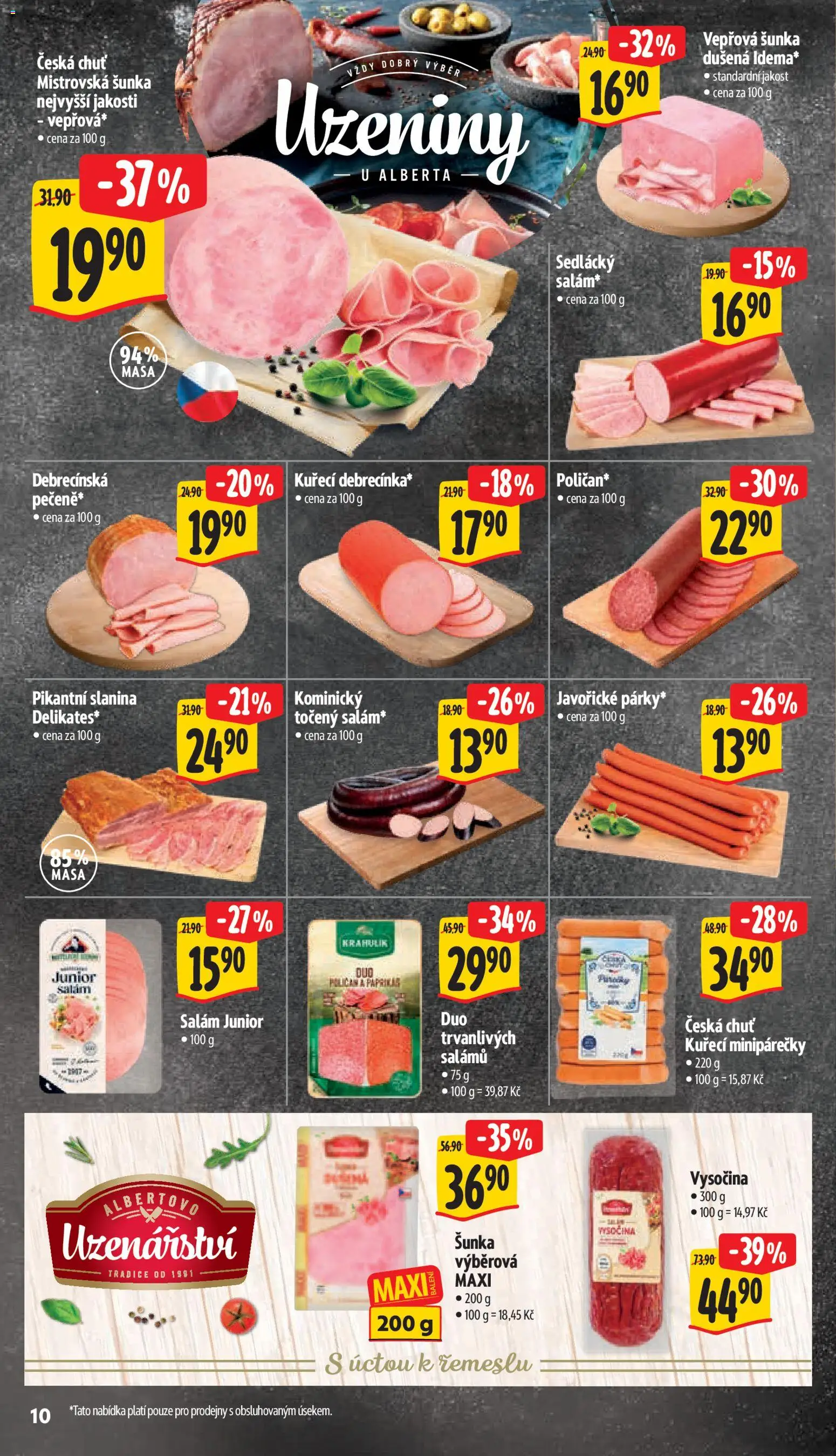 Albert leták - Supermarket od 22.07.2026 | Strana: 18 | Produkty: Salám, Šunka, Vysočina, Slanina