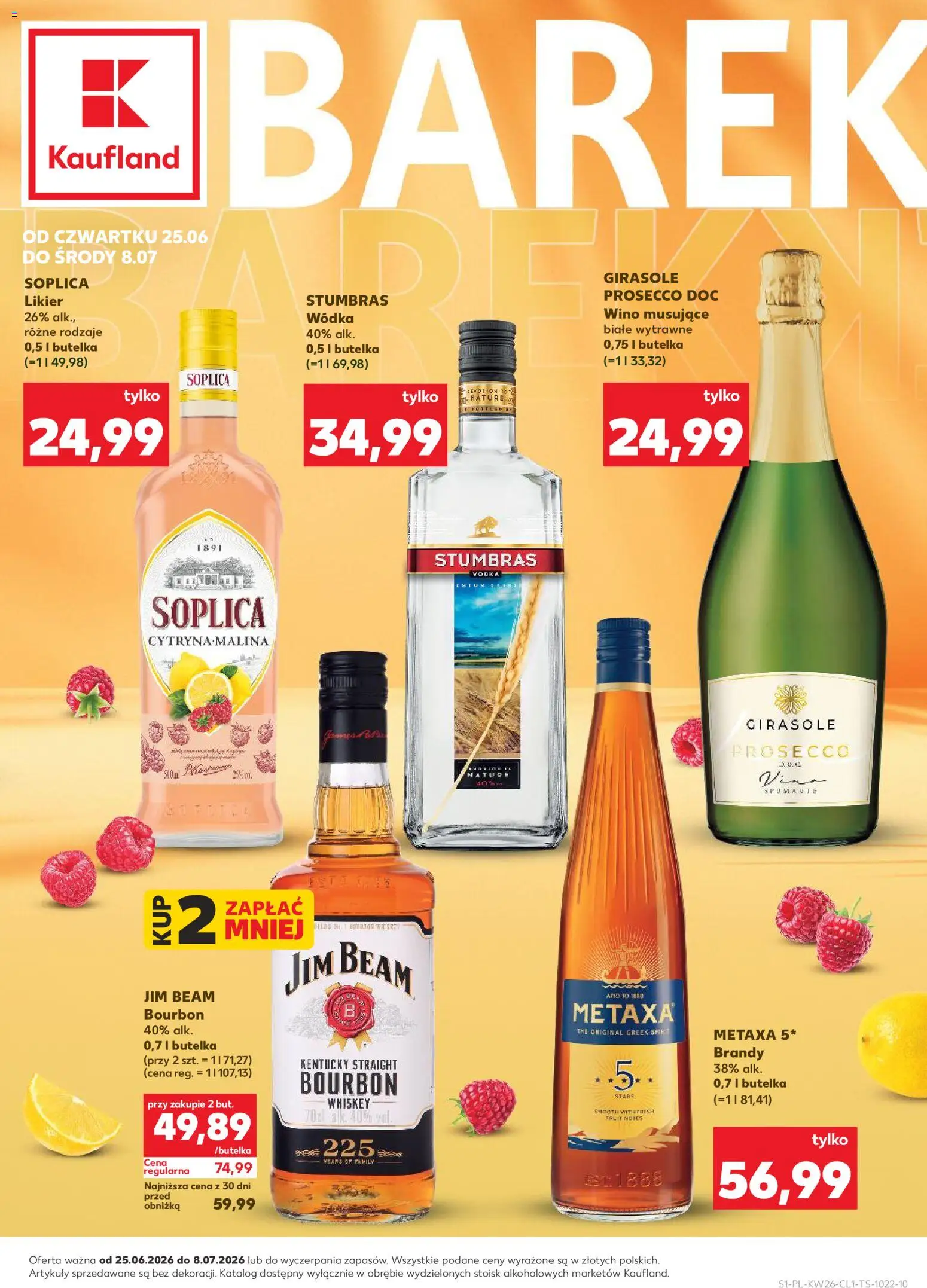 Kaufland Polsko leták - Barek od 25.06.2026 | Strana: 1 | Produkty: Whiskey, Jim Beam, Bourbon, Metaxa