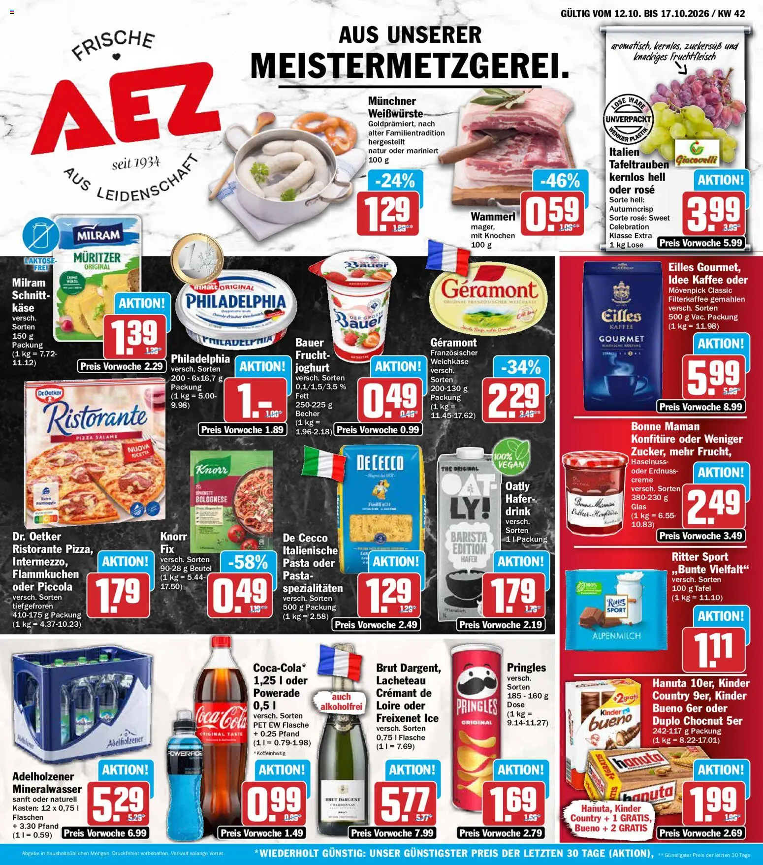 AEZ Prospekt – gültig ab 12.10.2026 | Seite: 1 | Produkte: Freixenet, Spezialitäten, Oatly, Pasta